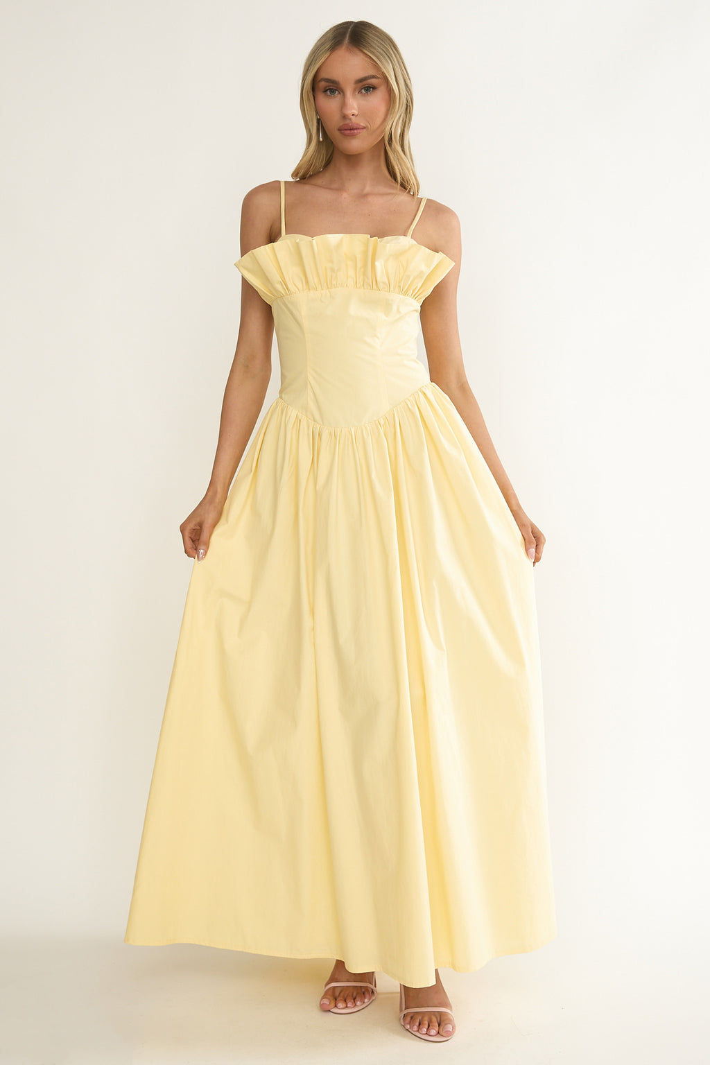 Pailin Frill Bust Maxi Dress Butter by Selfie Leslie