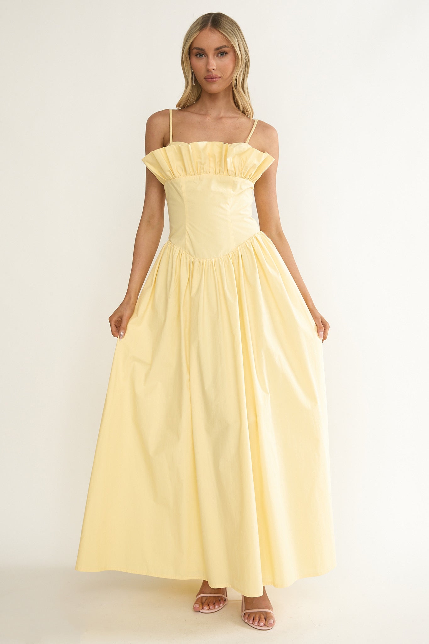 Pailin Frill Bust Maxi Dress Butter by Selfie Leslie