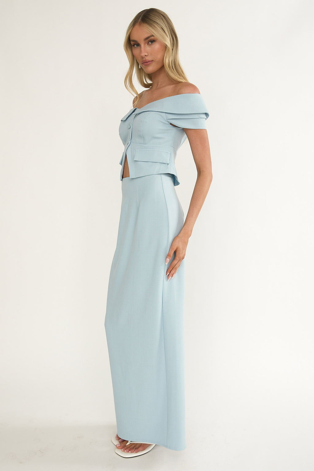 Maelie Column Maxi Skirt Blue by Selfie Leslie