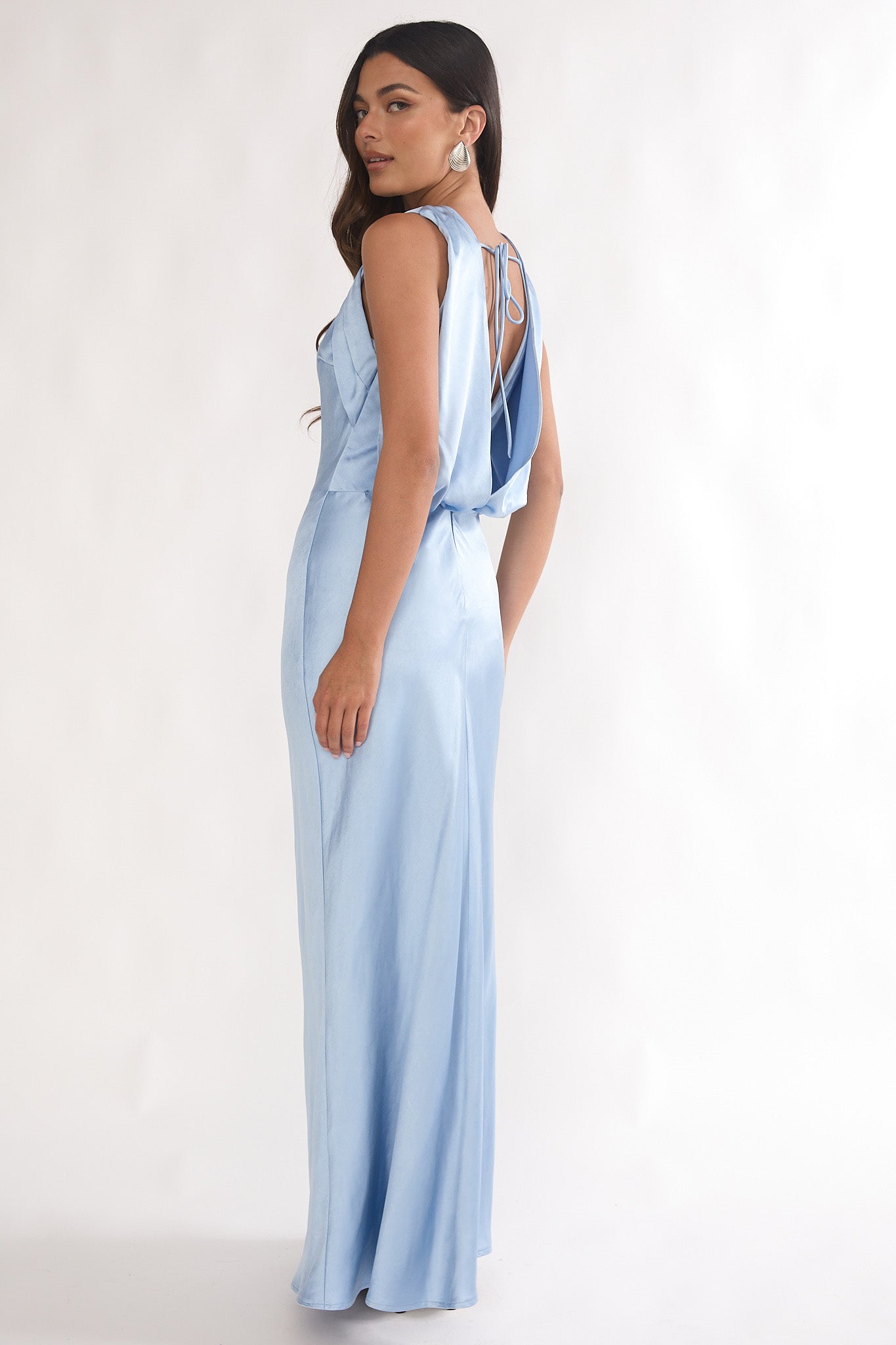 Levinia Draped Back Maxi Dress Blue Levinia Draped Back Maxi Dress Blue