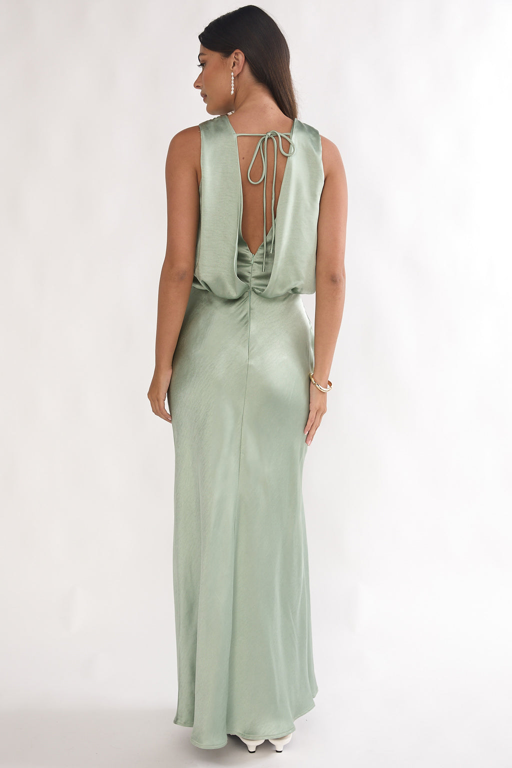 Levinia Draped Back Maxi Dress Pistachio– Selfie Leslie