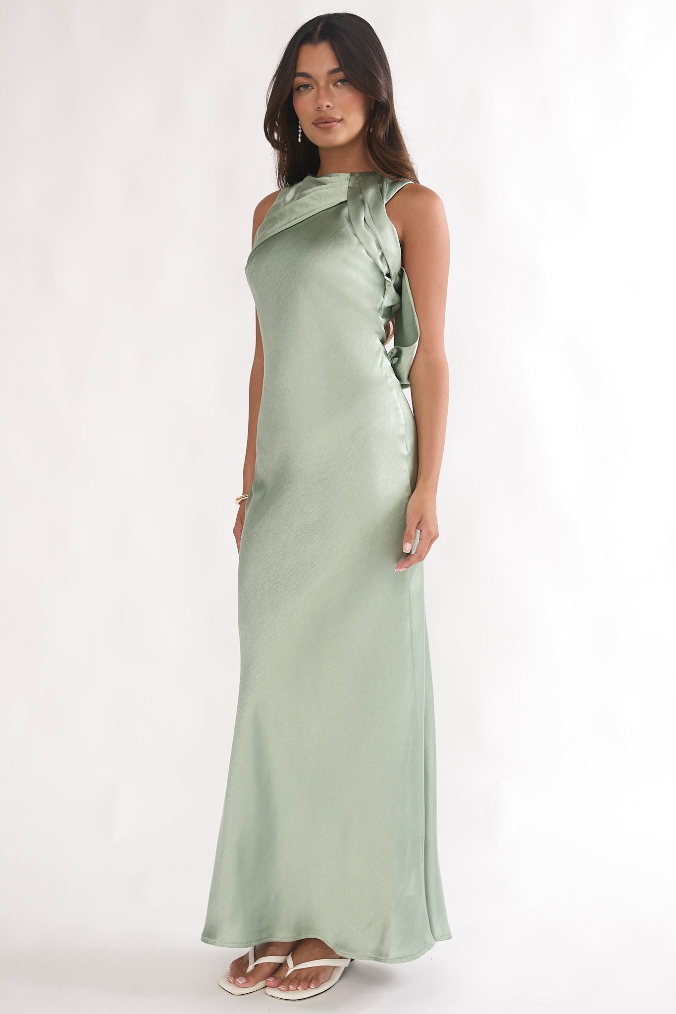 Levinia Draped Back Maxi Dress Pistachio by Selfie Leslie