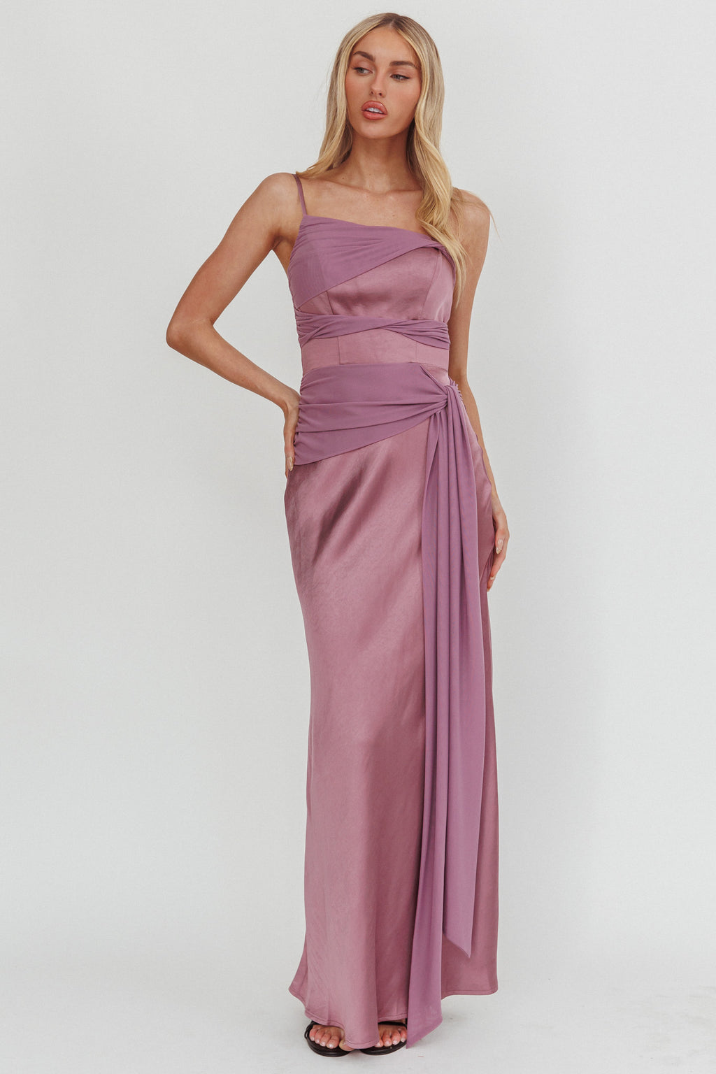 Wysandra Knot Detail Maxi Dress Grape by Selfie Leslie