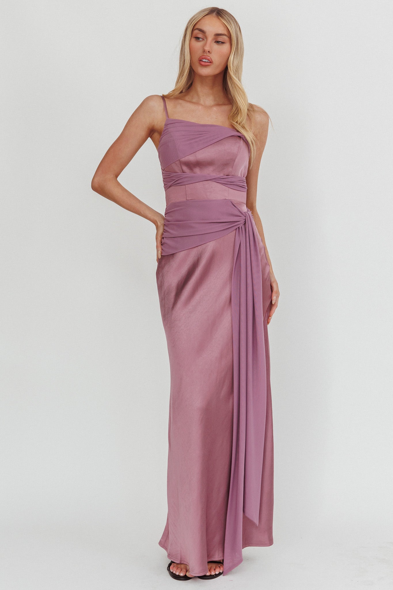 Wysandra Knot Detail Maxi Dress Grape by Selfie Leslie