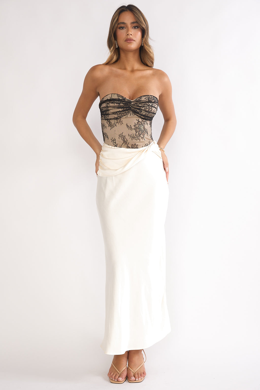 Valoria Lace Bodice Maxi Dress Oyster by Selfie Leslie
