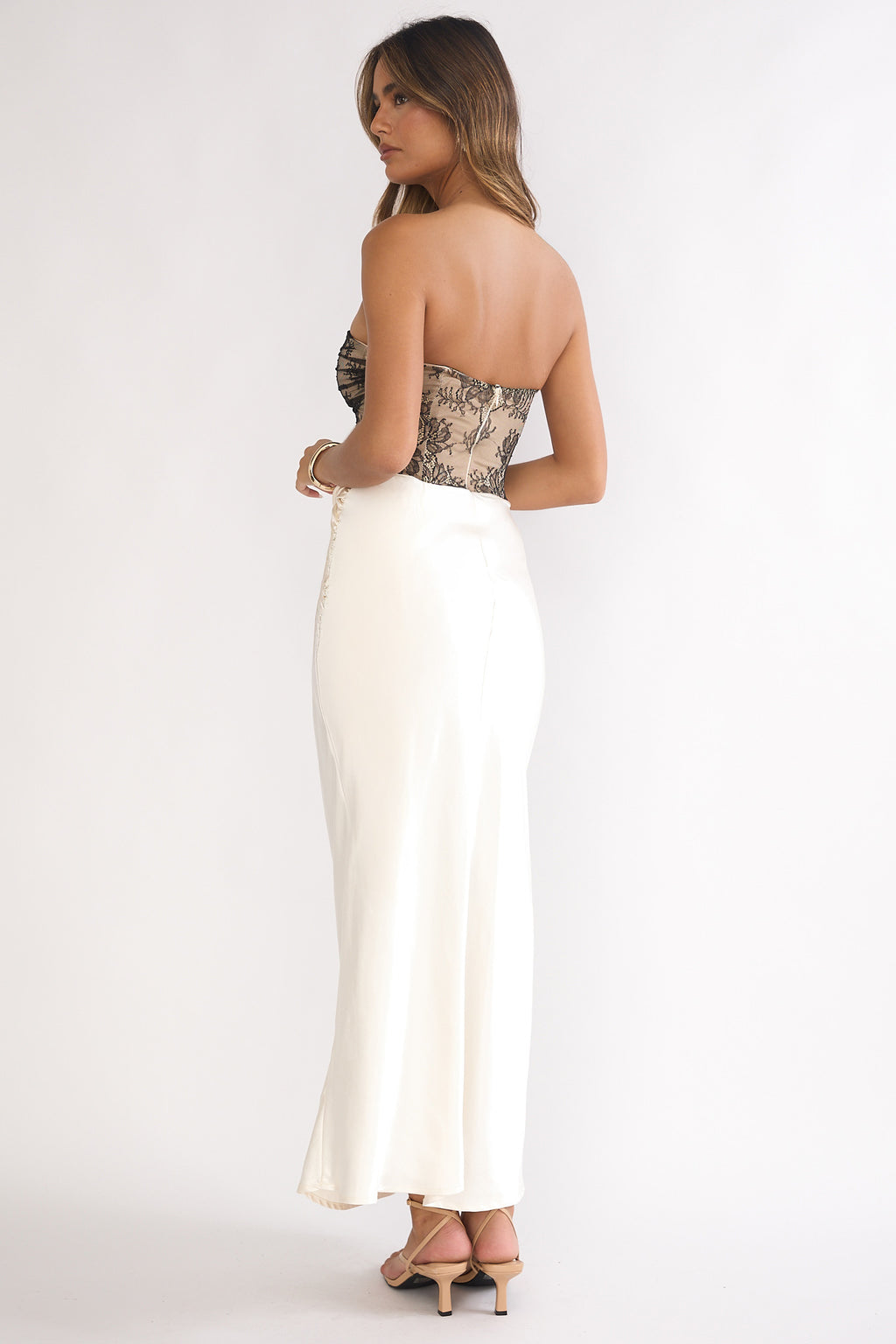 Valoria Lace Bodice Maxi Dress Oyster by Selfie Leslie