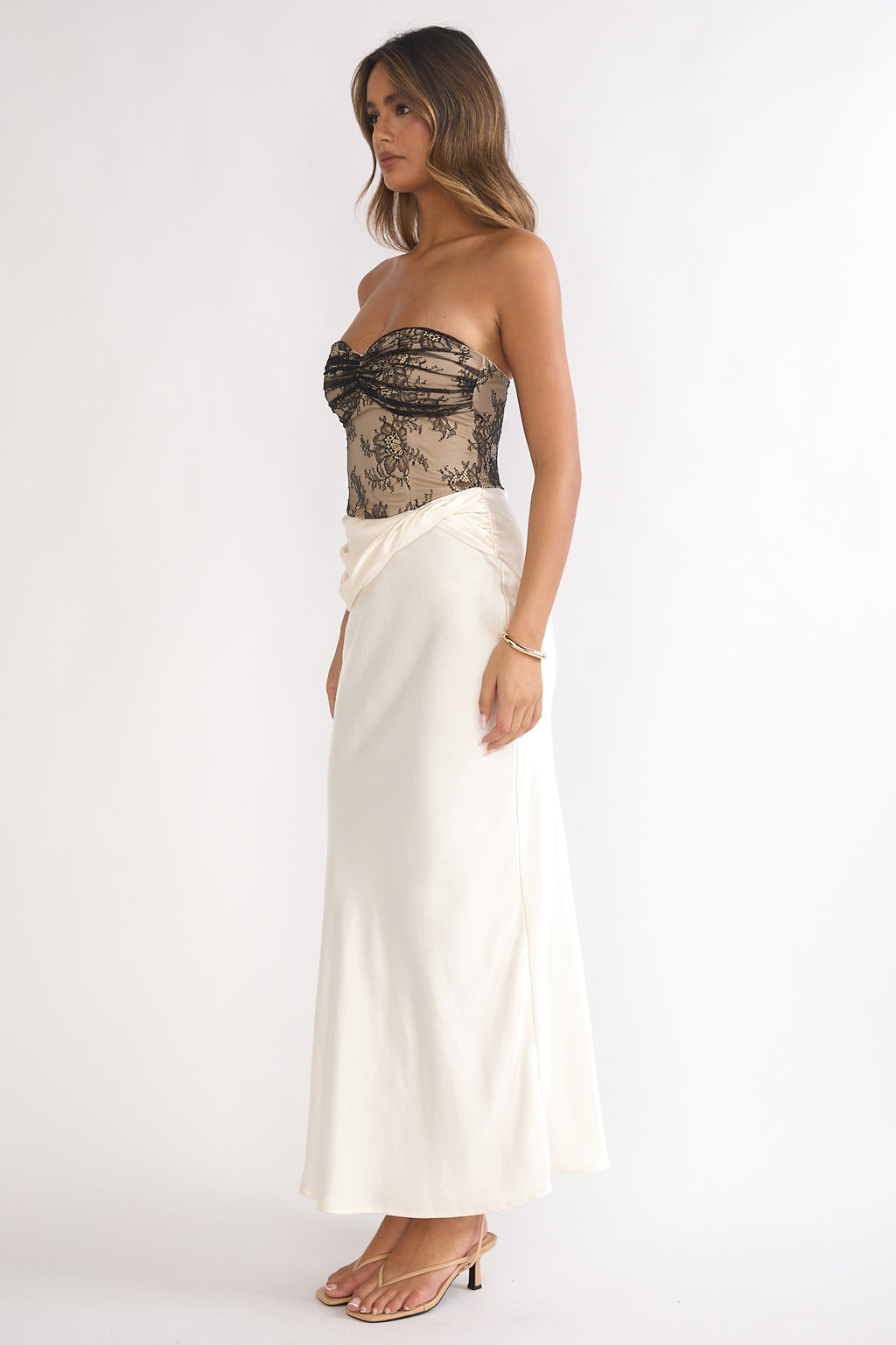 Valoria Lace Bodice Maxi Dress Oyster by Selfie Leslie