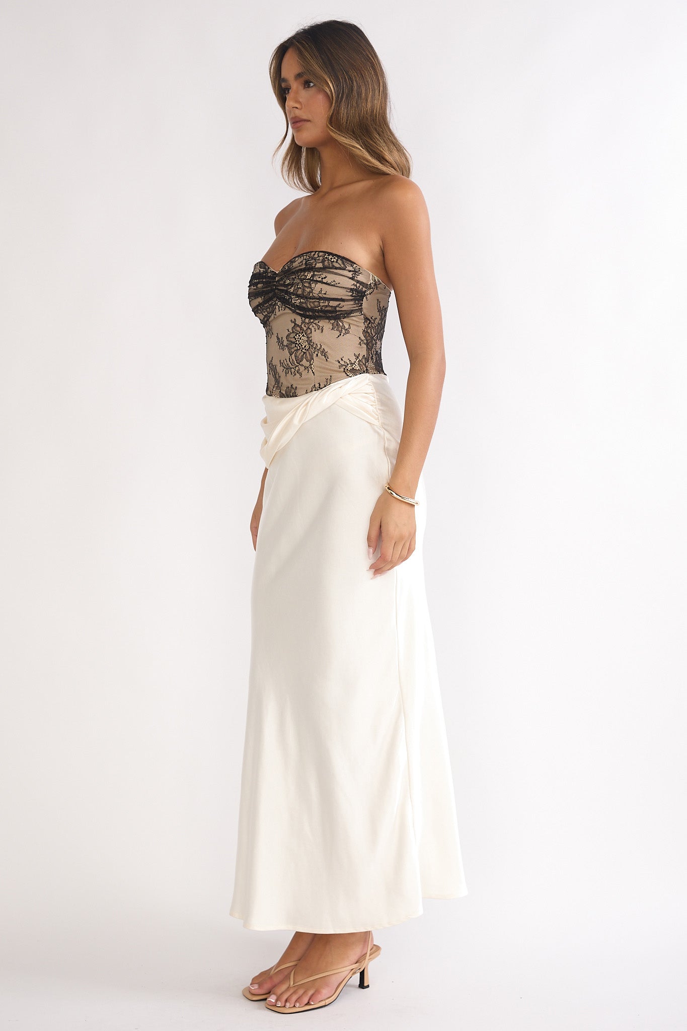 Valoria Lace Bodice Maxi Dress Oyster by Selfie Leslie