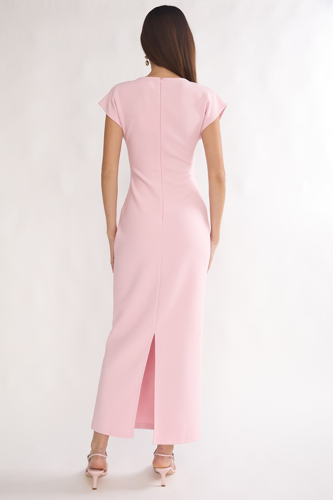 Briona Short Sleeve Buckle Maxi Dress Pink - L Briona Short Sleeve Buckle Maxi Dress Pink - L