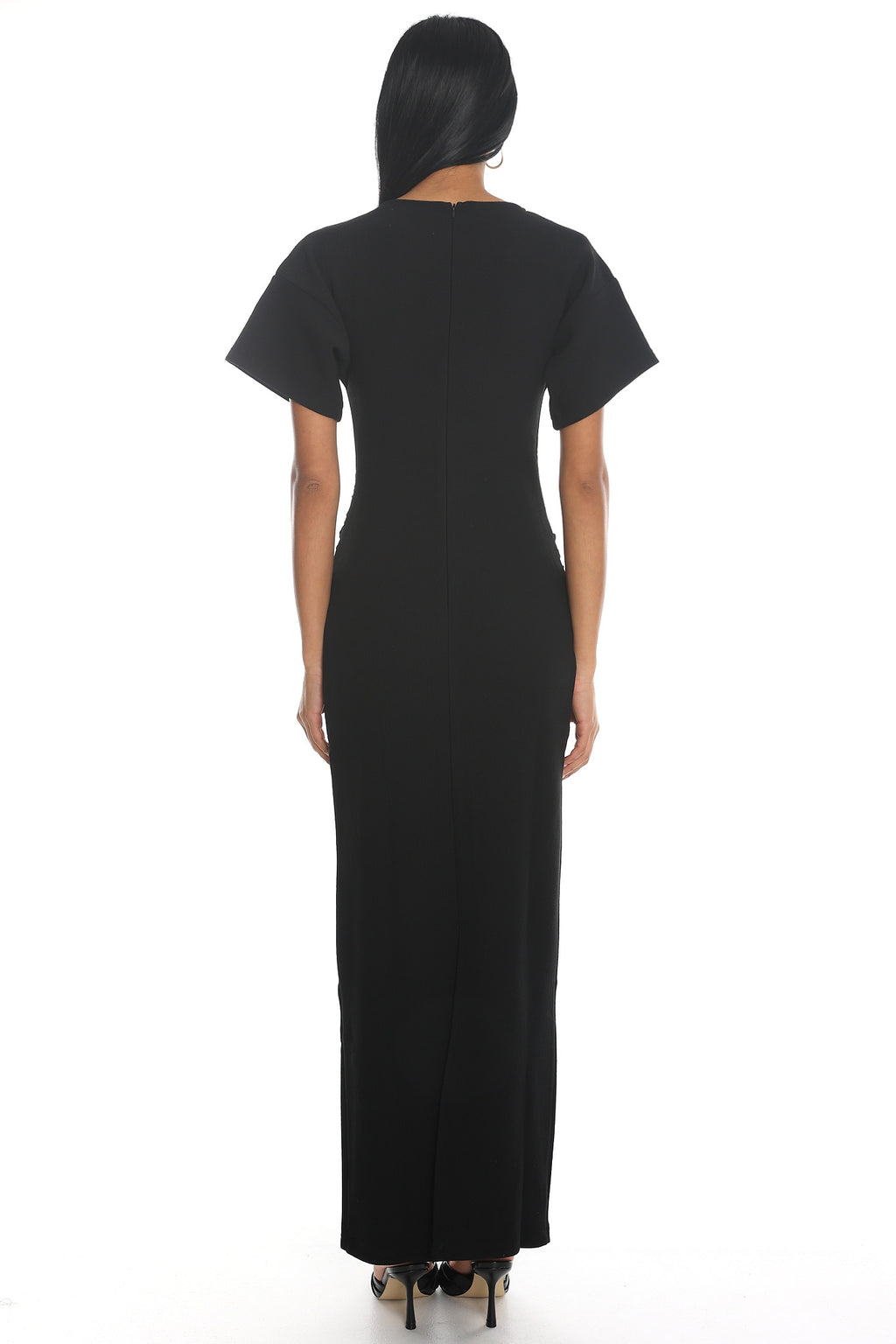 Briona Short Sleeve Buckle Maxi Dress Black by Selfie Leslie