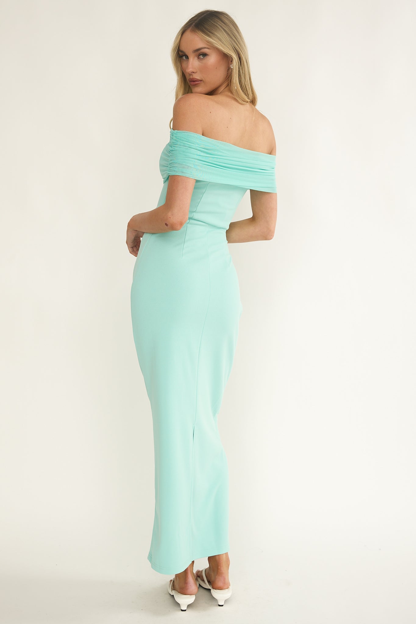 Love Languages Off-Shoulder Maxi Dress Mint by Selfie Leslie