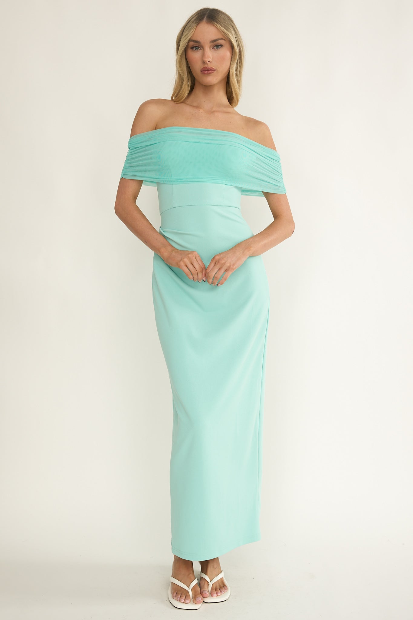 Love Languages Off-Shoulder Maxi Dress Mint
