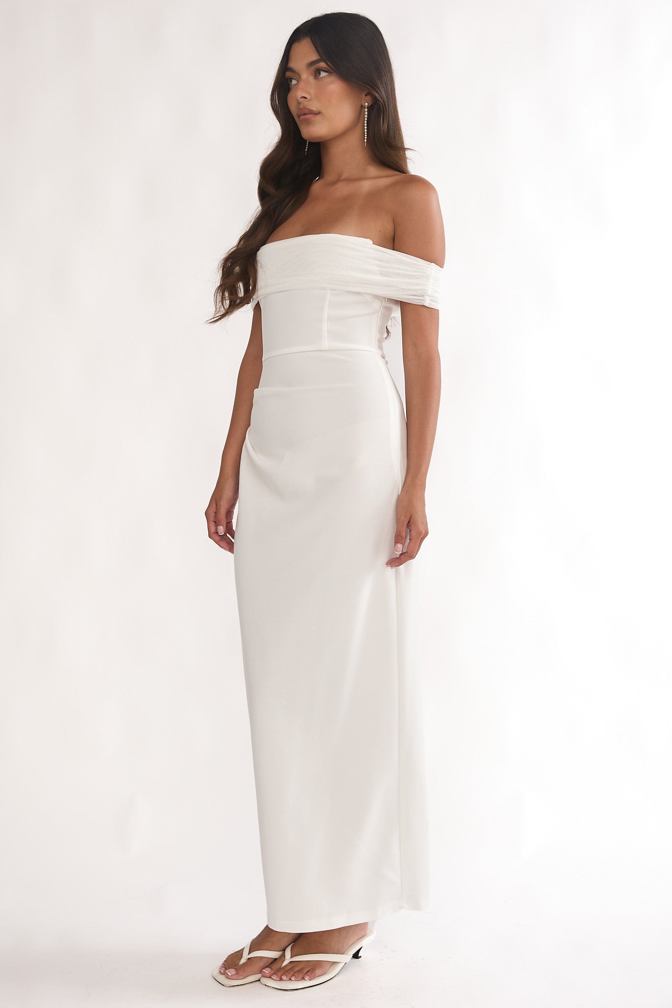 Love Languages Off-Shoulder Maxi Dress White by Selfie Leslie