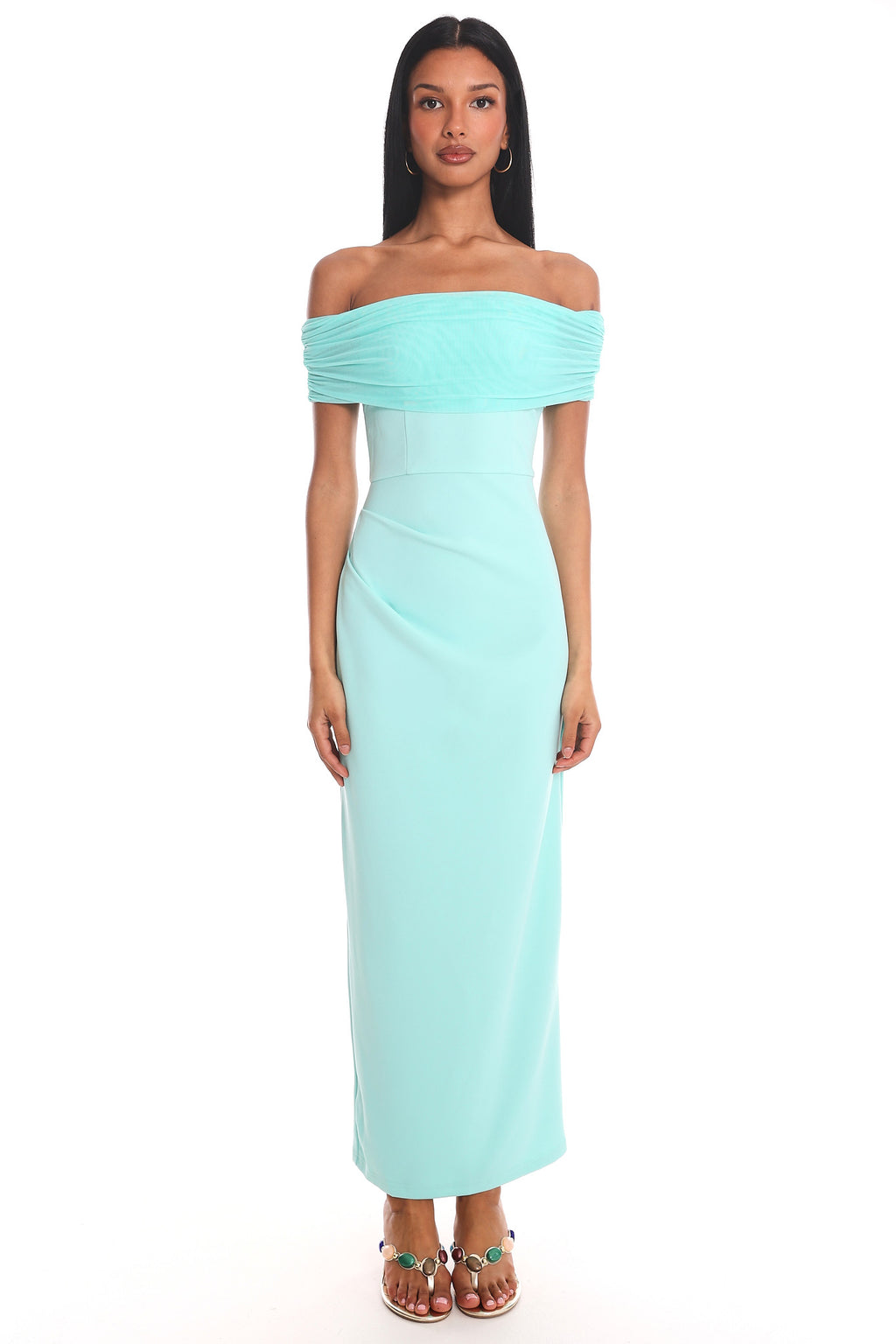 Love Languages Off-Shoulder Maxi Dress Mint by Selfie Leslie