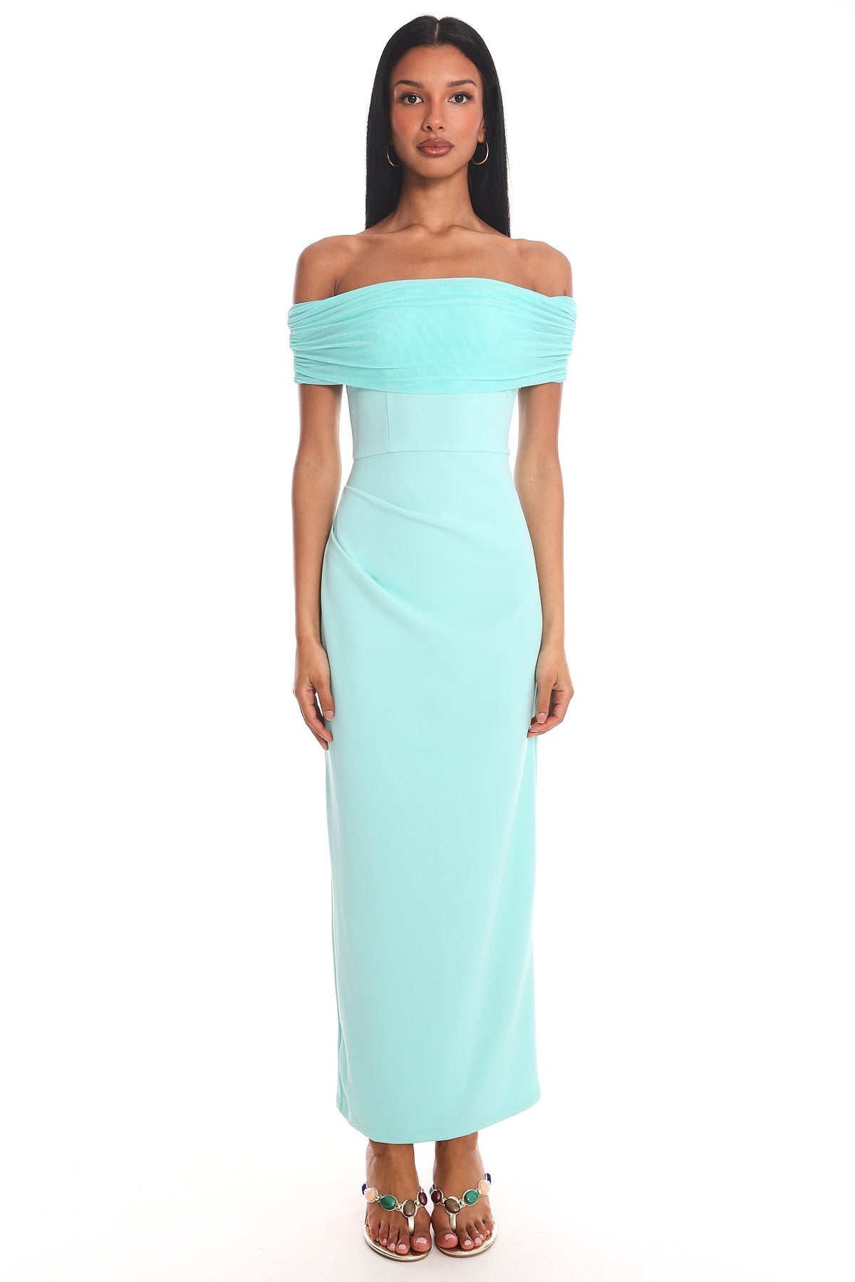 Love Languages Off-Shoulder Maxi Dress Mint by Selfie Leslie