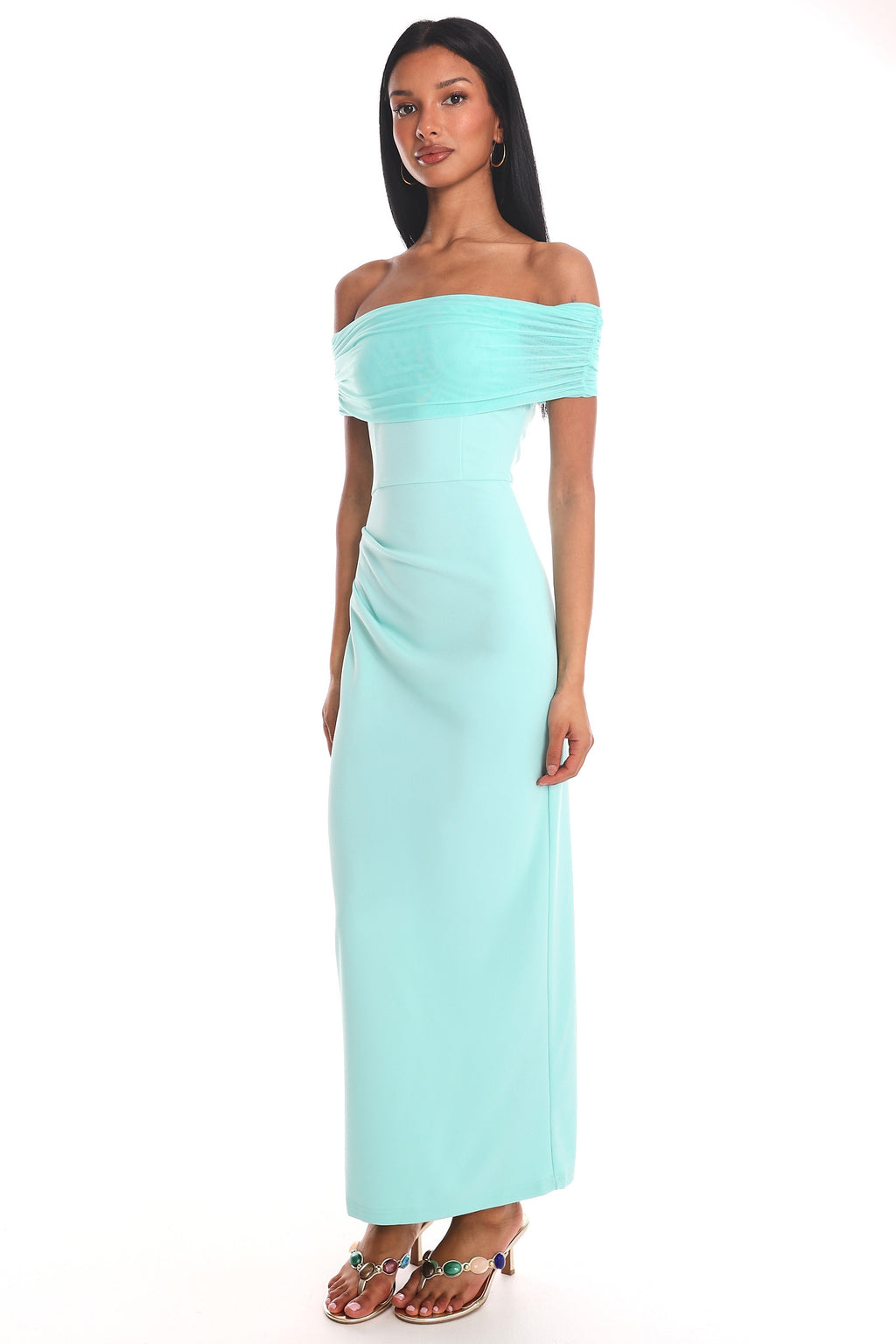 Love Languages Off-Shoulder Maxi Dress Mint by Selfie Leslie