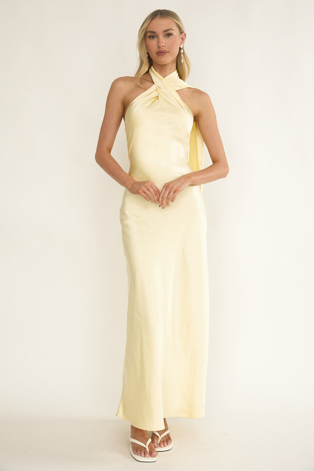 Alvara Crossover Halterneck Maxi Dress Butter by Selfie Leslie