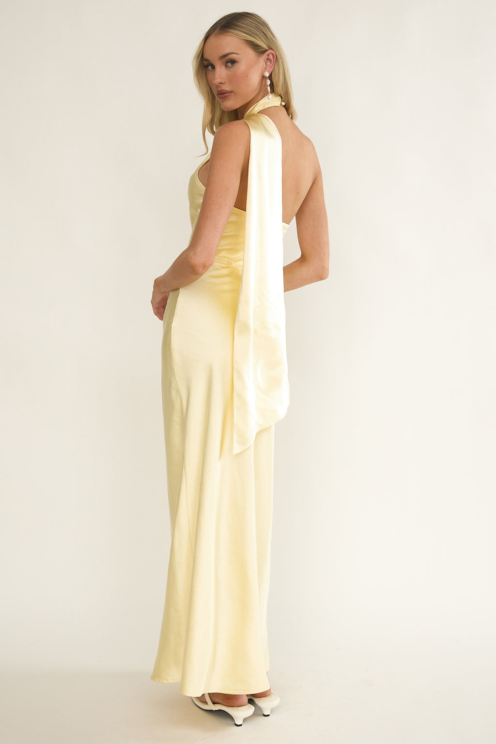 Alvara Crossover Halterneck Maxi Dress Butter by Selfie Leslie