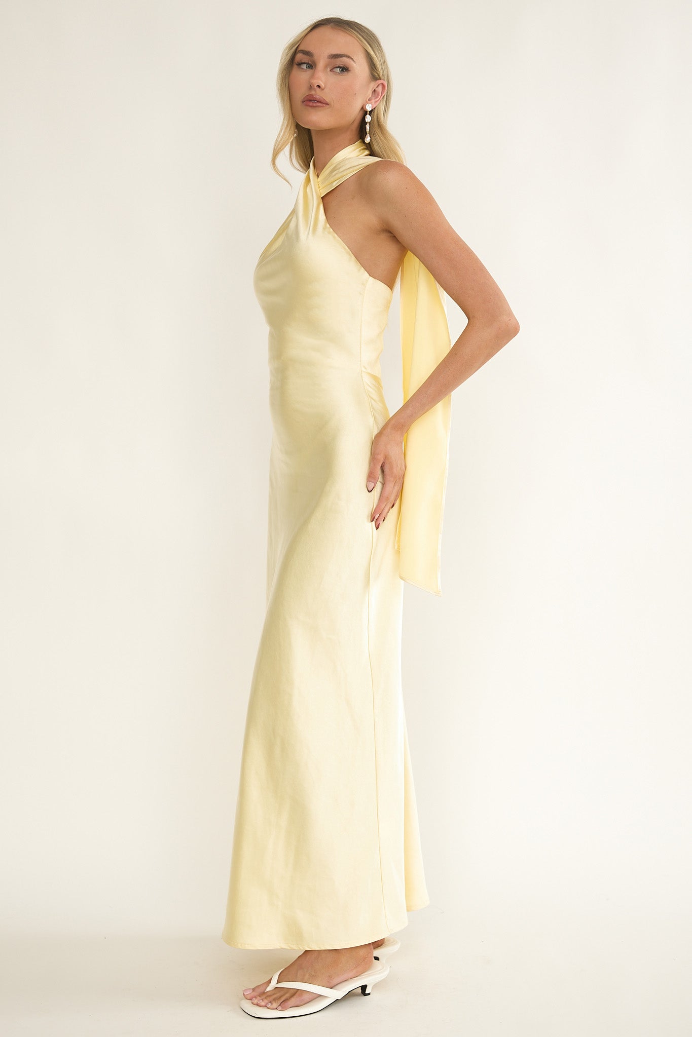 Alvara Crossover Halterneck Maxi Dress Butter by Selfie Leslie
