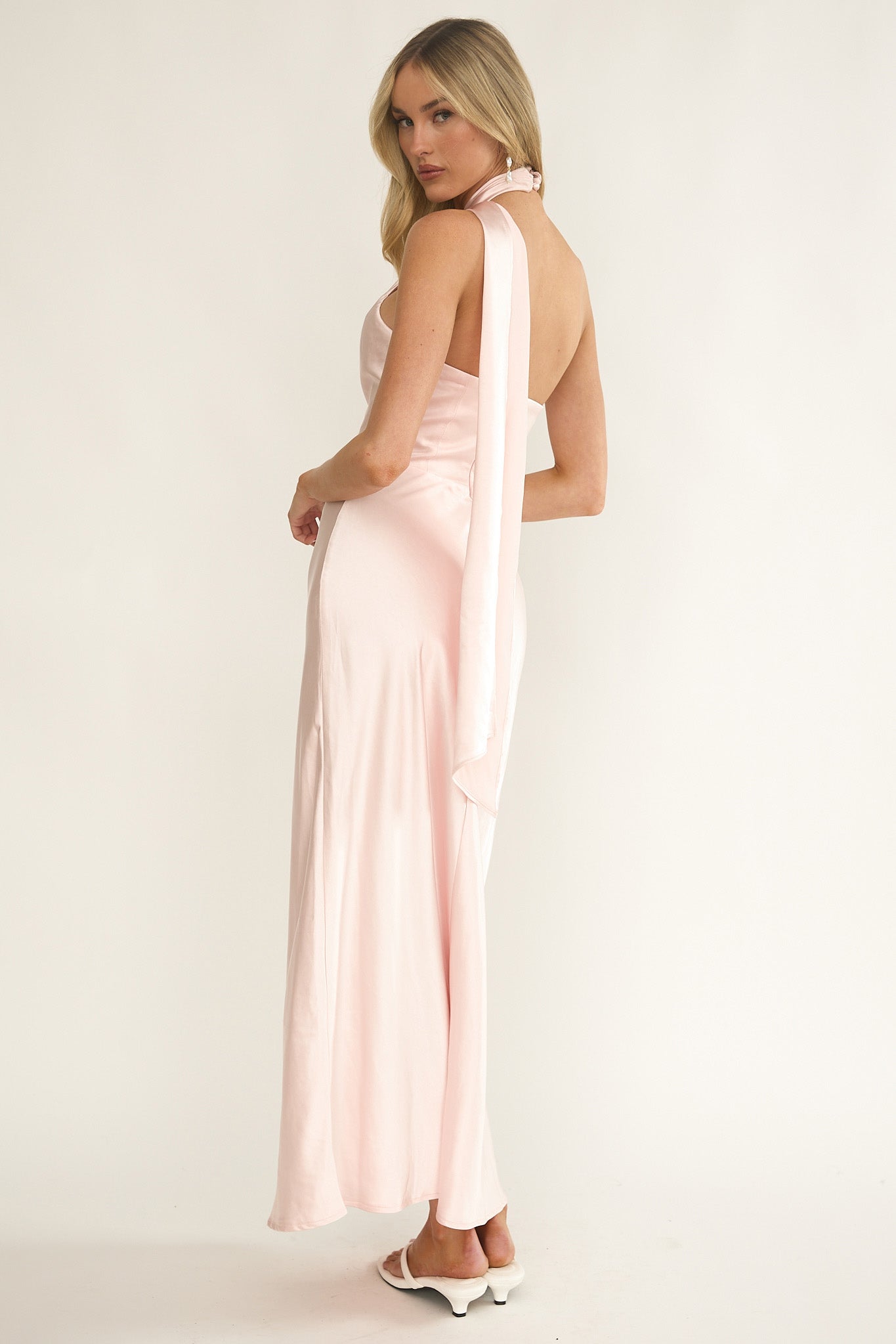 Alvara Crossover Halterneck Maxi Dress Pink Alvara Crossover Halterneck Maxi Dress Pink
