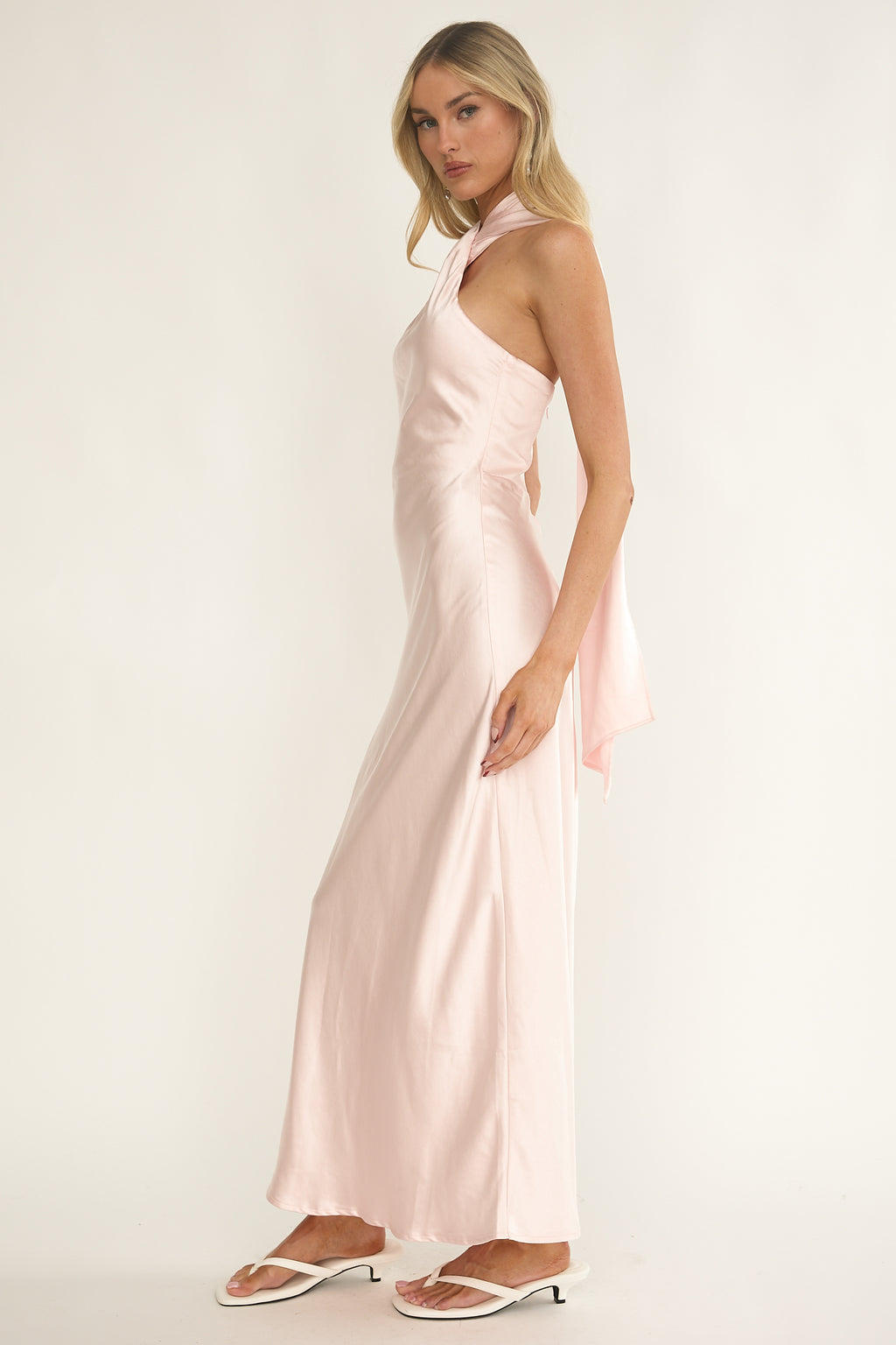 Alvara Crossover Halterneck Maxi Dress Pink by Selfie Leslie