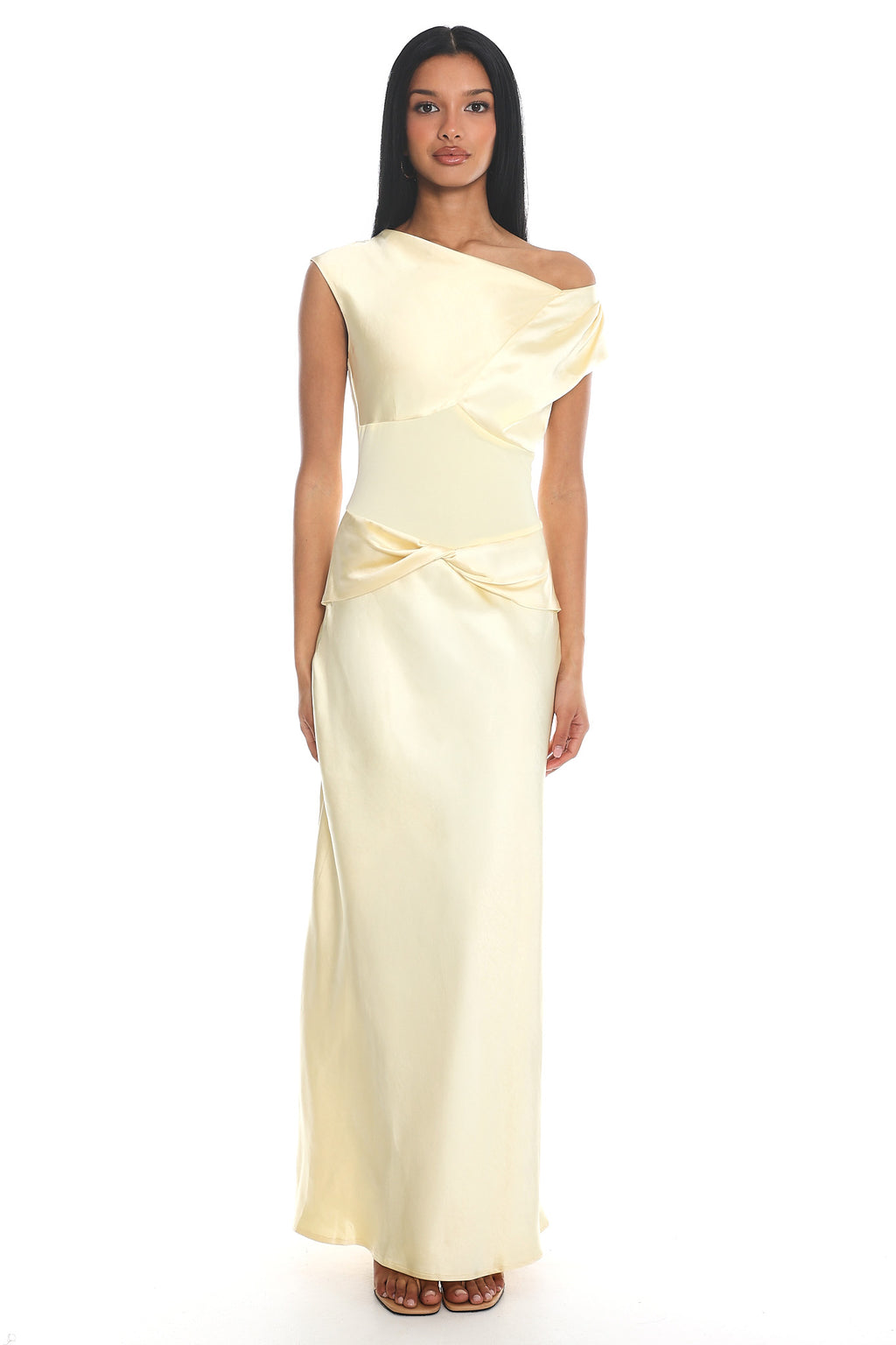 Tahlia Rae Mesh Waist Cap Sleeve Maxi Dress Butter