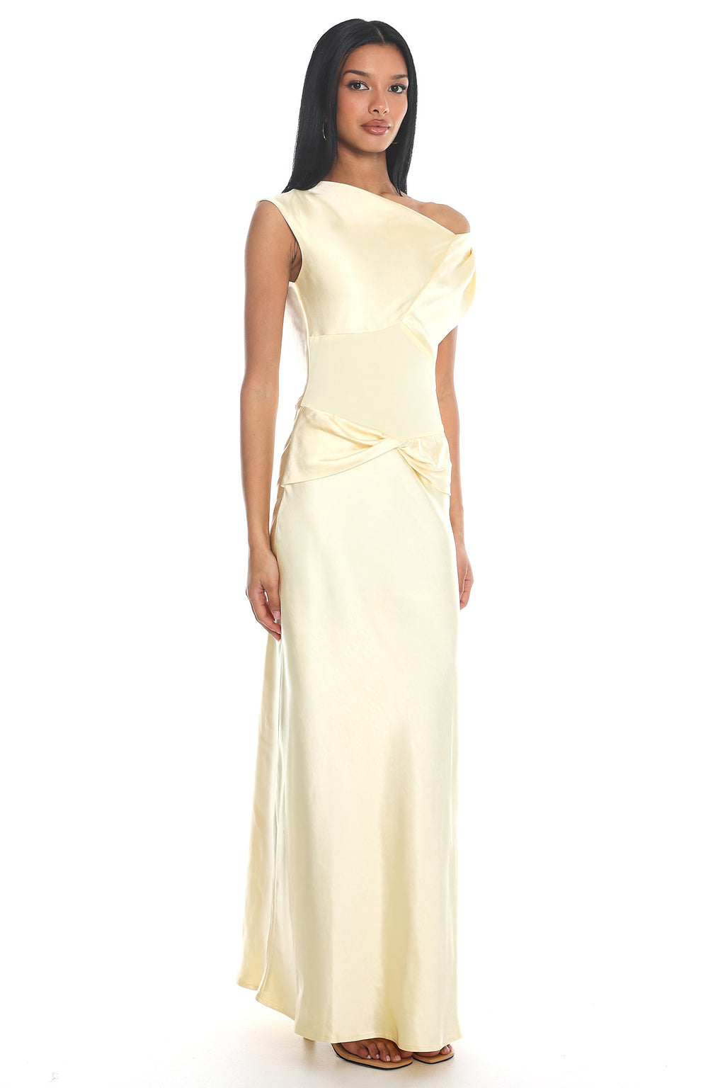 Tahlia Rae Mesh Waist Cap Sleeve Maxi Dress Butter