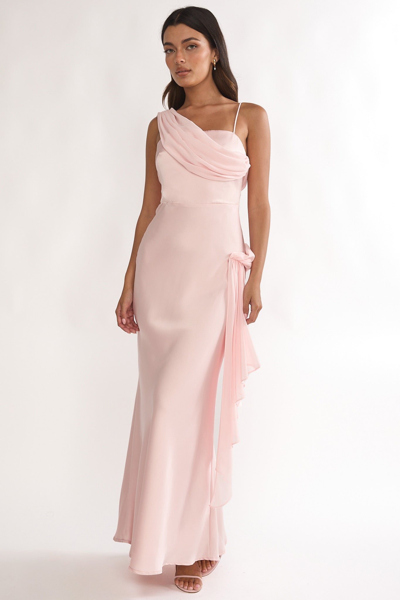 Doloros Drape Accent Maxi Dress Pink - L Doloros Drape Accent Maxi Dress Pink - L