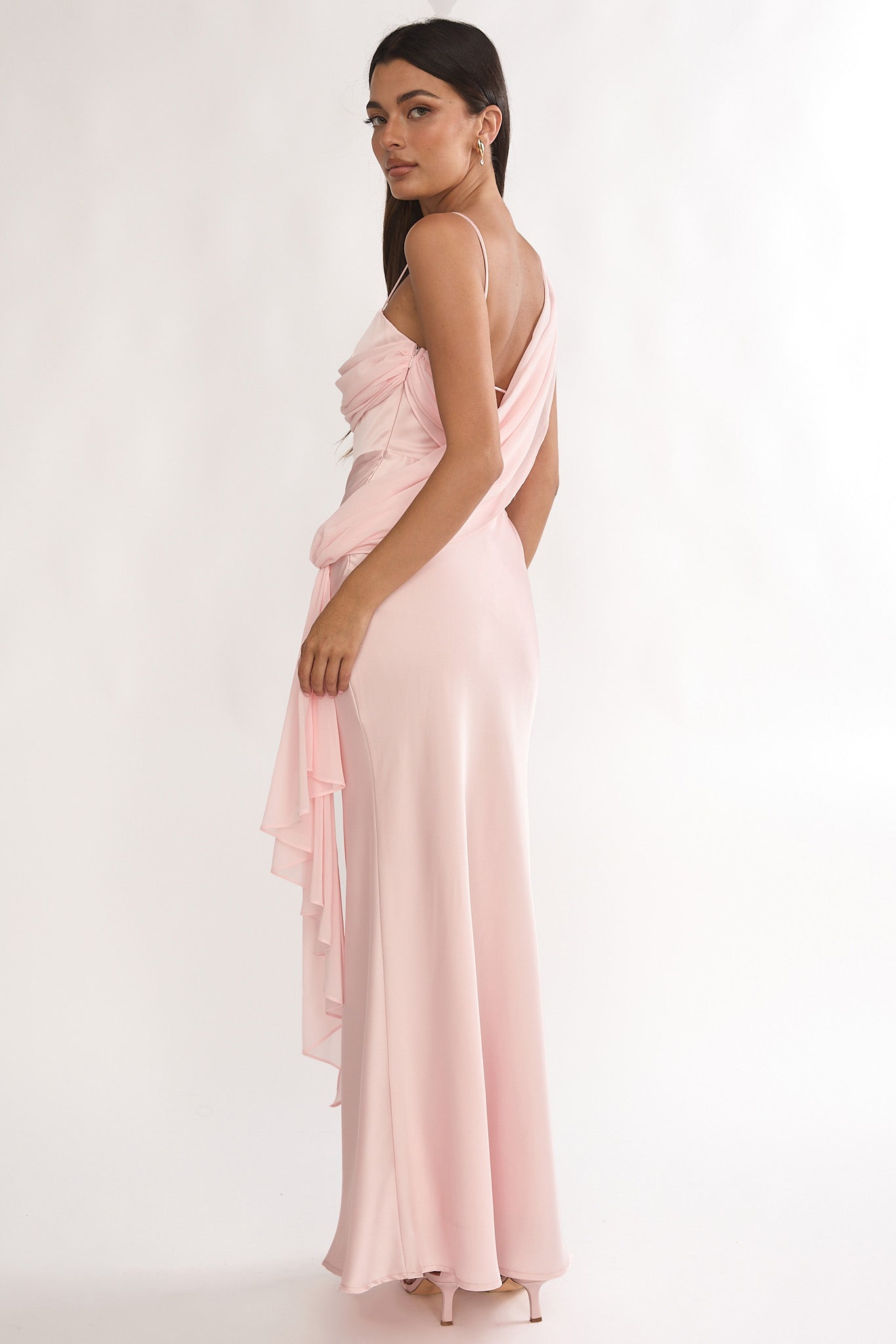 Doloros Drape Accent Maxi Dress Pink