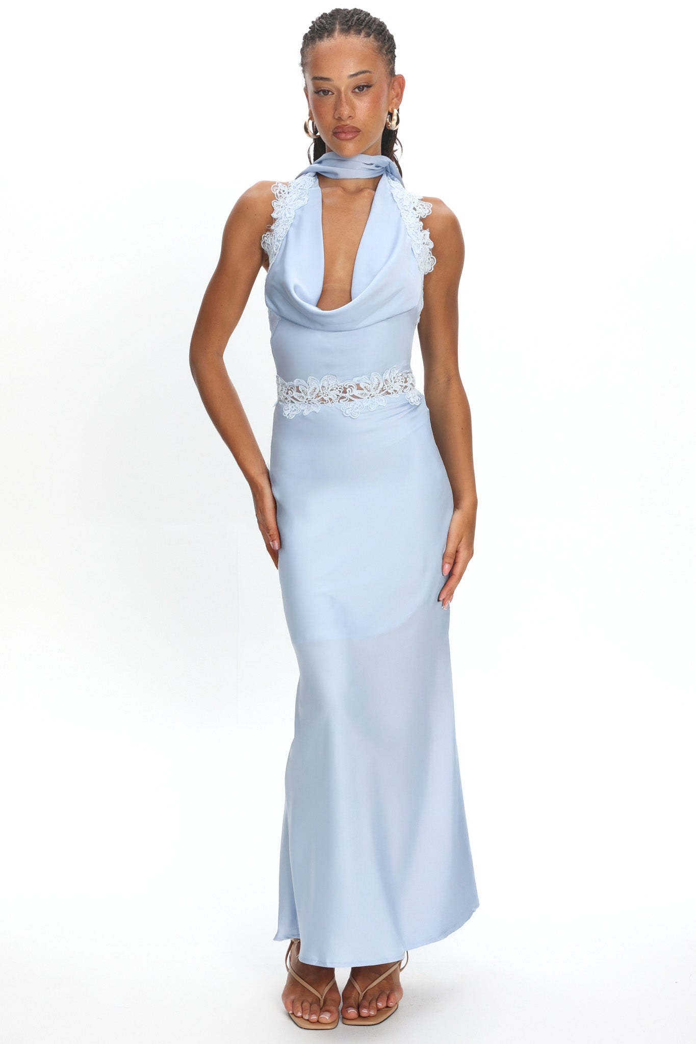 halter blue bridesmaid dress Azazie Desi