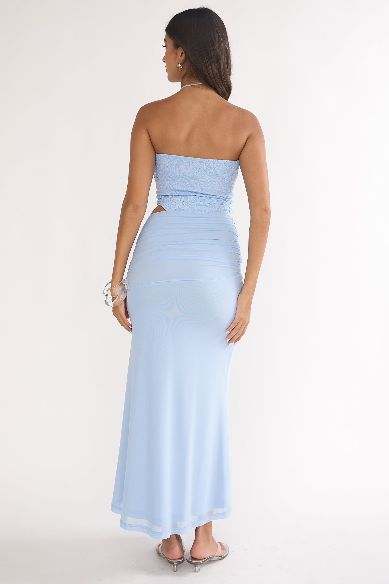 Truths Cut-Out Waist Ruched Maxi Dress Blue by Selfie Leslie