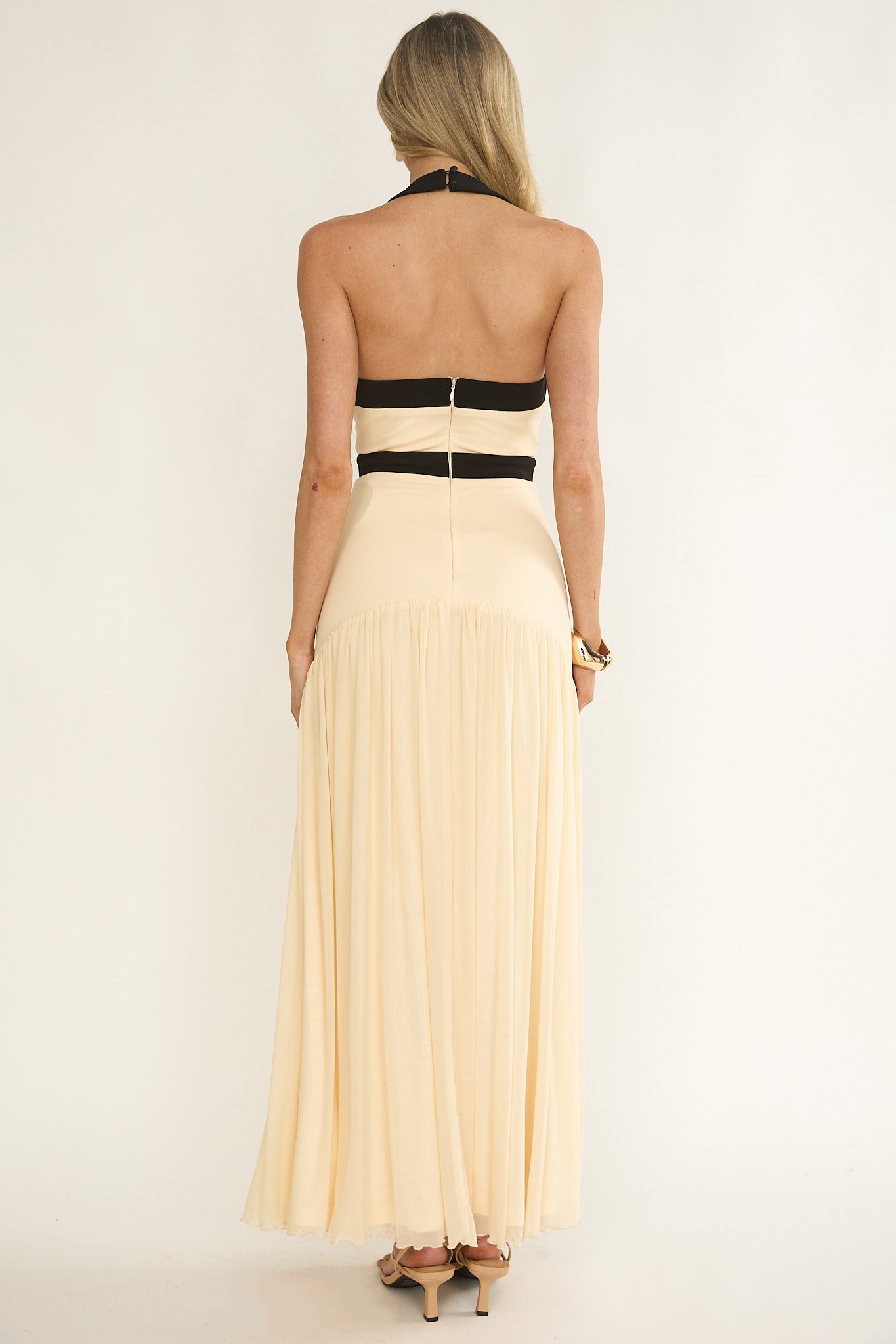 Aven Halter Bow Maxi Dress Butter - L