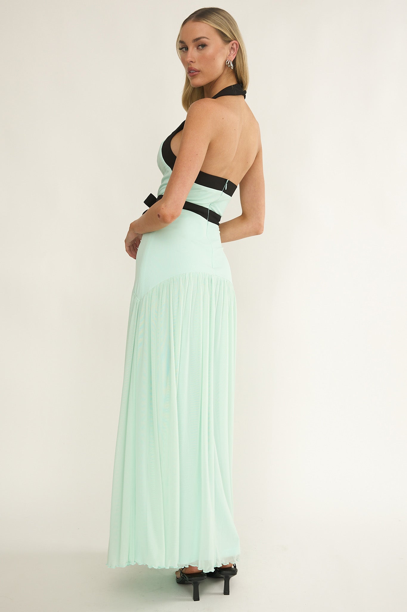 Aven Halter Bow Maxi Dress Mint by Selfie Leslie