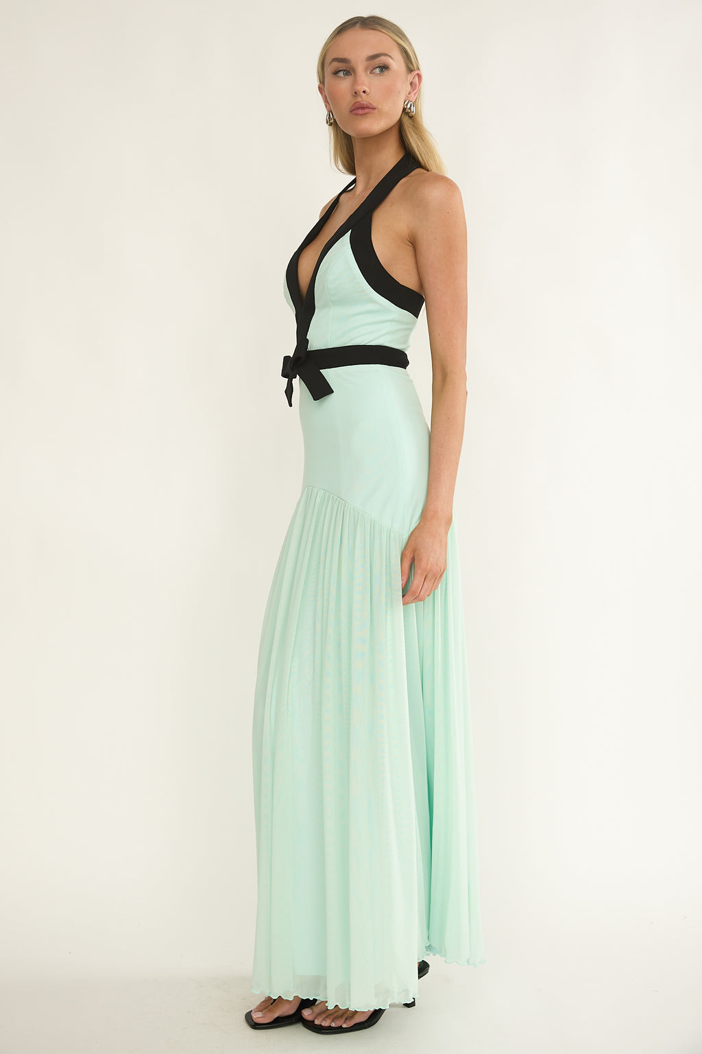 Aven Halter Bow Maxi Dress Mint by Selfie Leslie