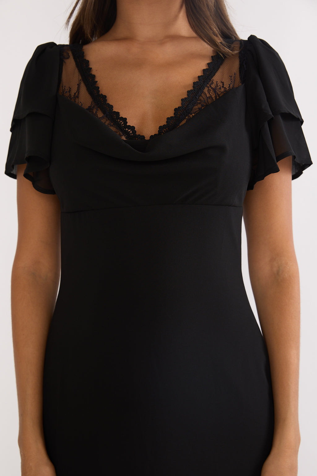 Elorin Lace Trim Maxi Dress Black by Selfie Leslie