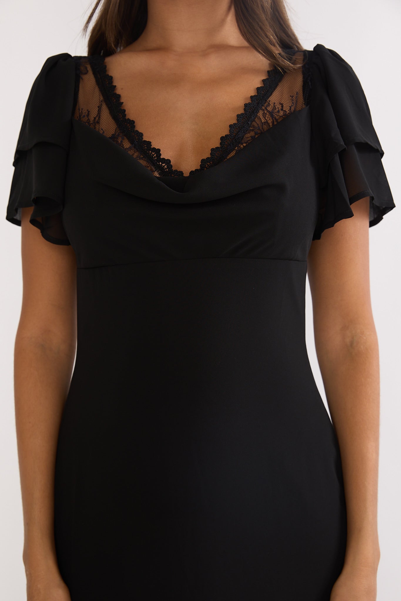 Elorin Lace Trim Maxi Dress Black Selfie Leslie Elorin Lace Trim Maxi Dress Black Selfie Leslie