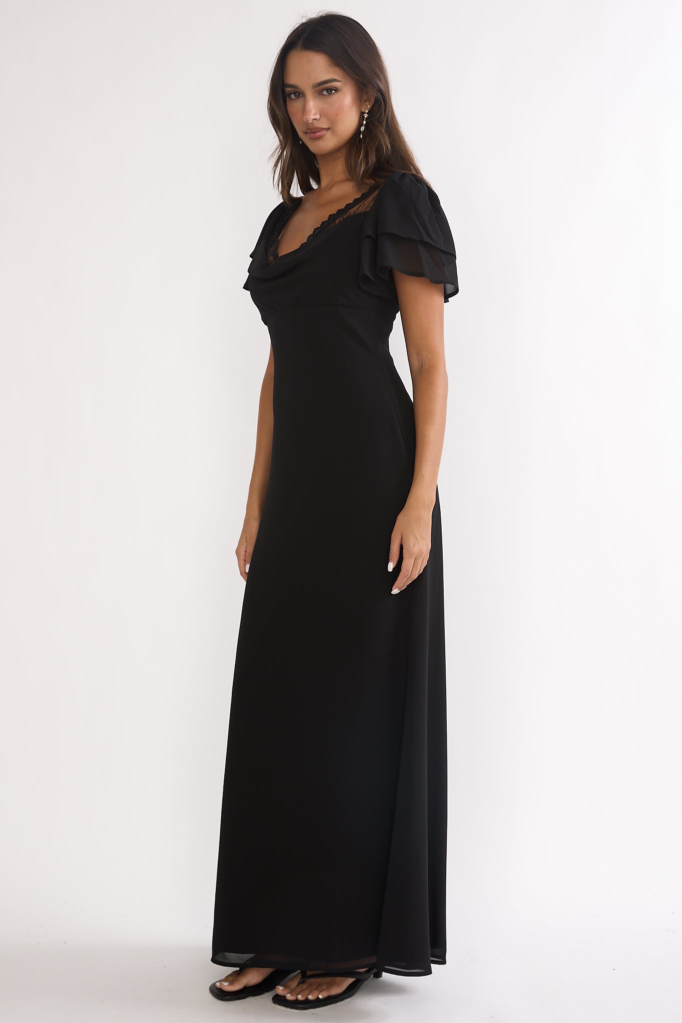 Elorin Lace Trim Maxi Dress Black by Selfie Leslie