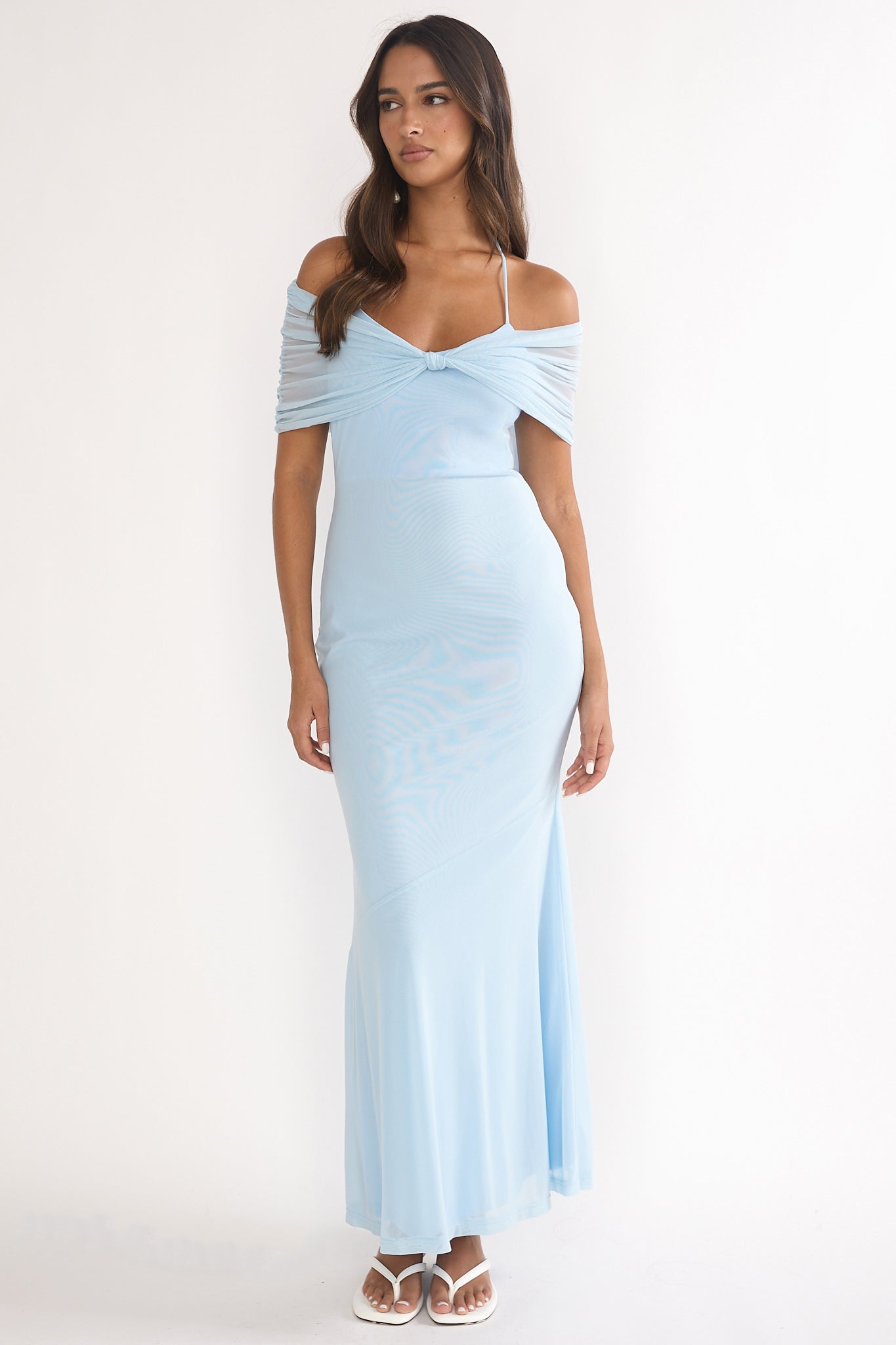 Shia Off-Shoulder Halterneck Maxi Dress Blue - XS Shia Off-Shoulder Halterneck Maxi Dress Blue - XS