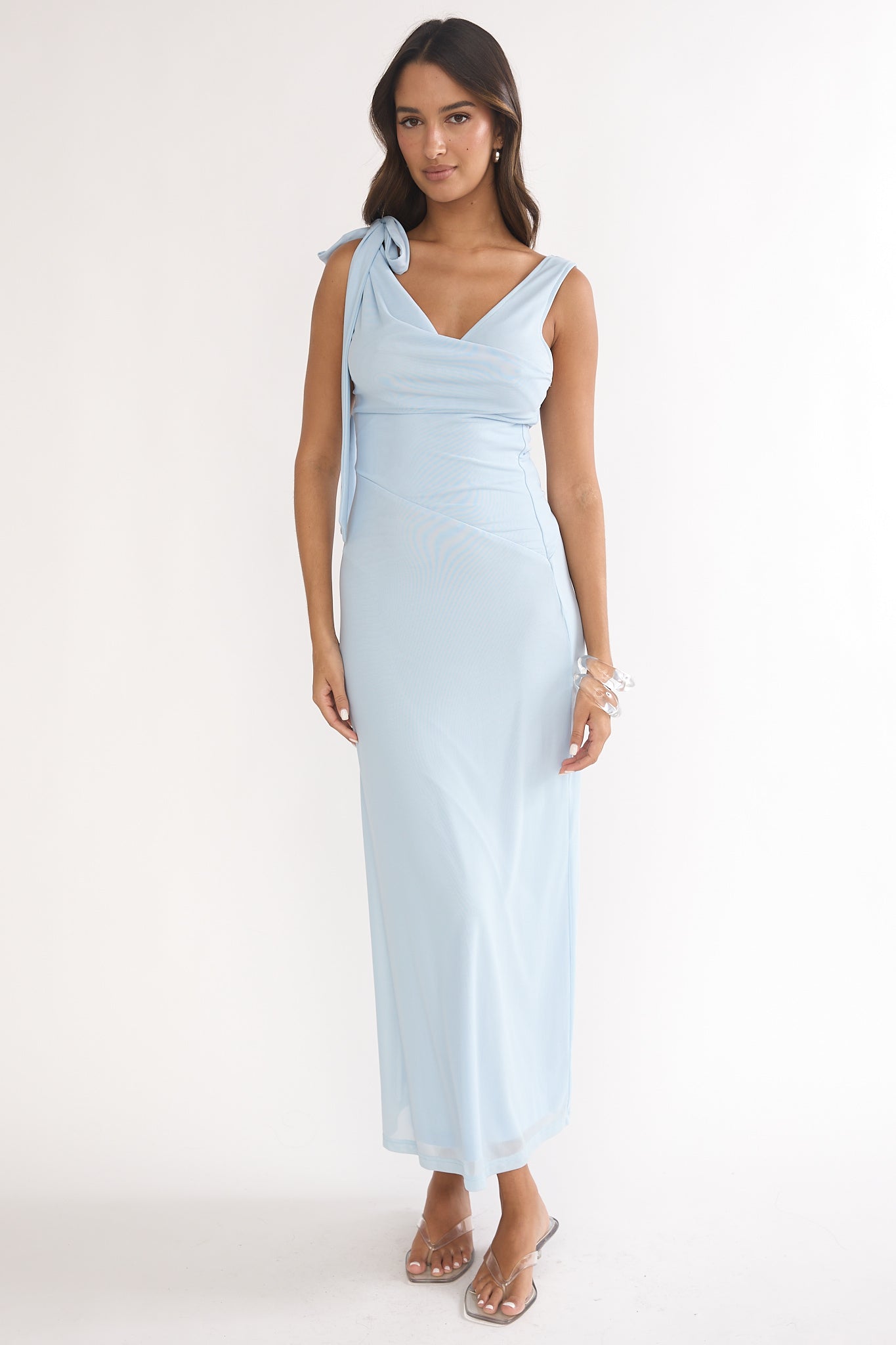 chinese dress ladies Champagne Tie Shoulder Sequin Maxi Dress main image 1