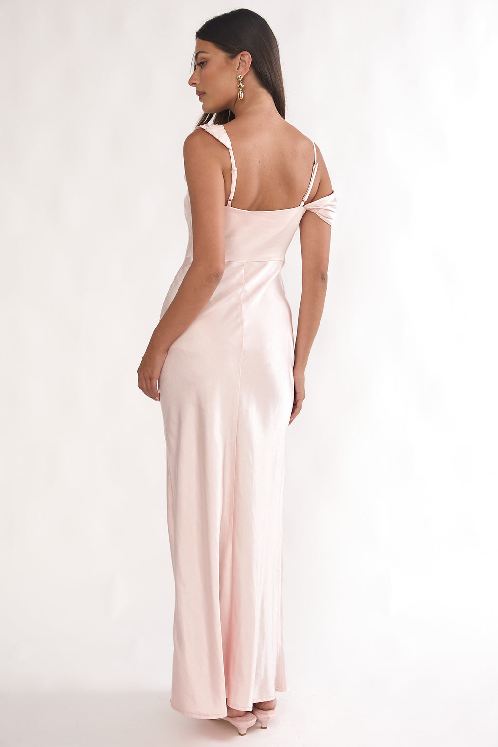 Emelle Asymmetric Neckline Maxi Dress Pink S Emelle Asymmetric Neckline Maxi Dress Pink S