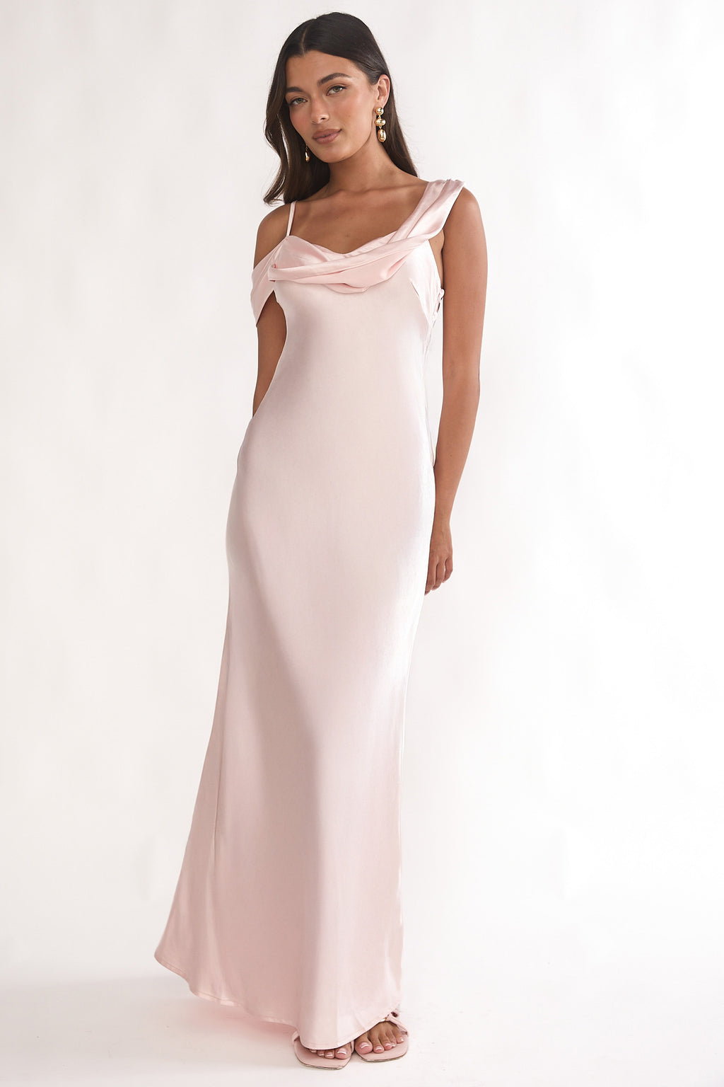 Emelle Asymmetric Neckline Maxi Dress Pink by Selfie Leslie