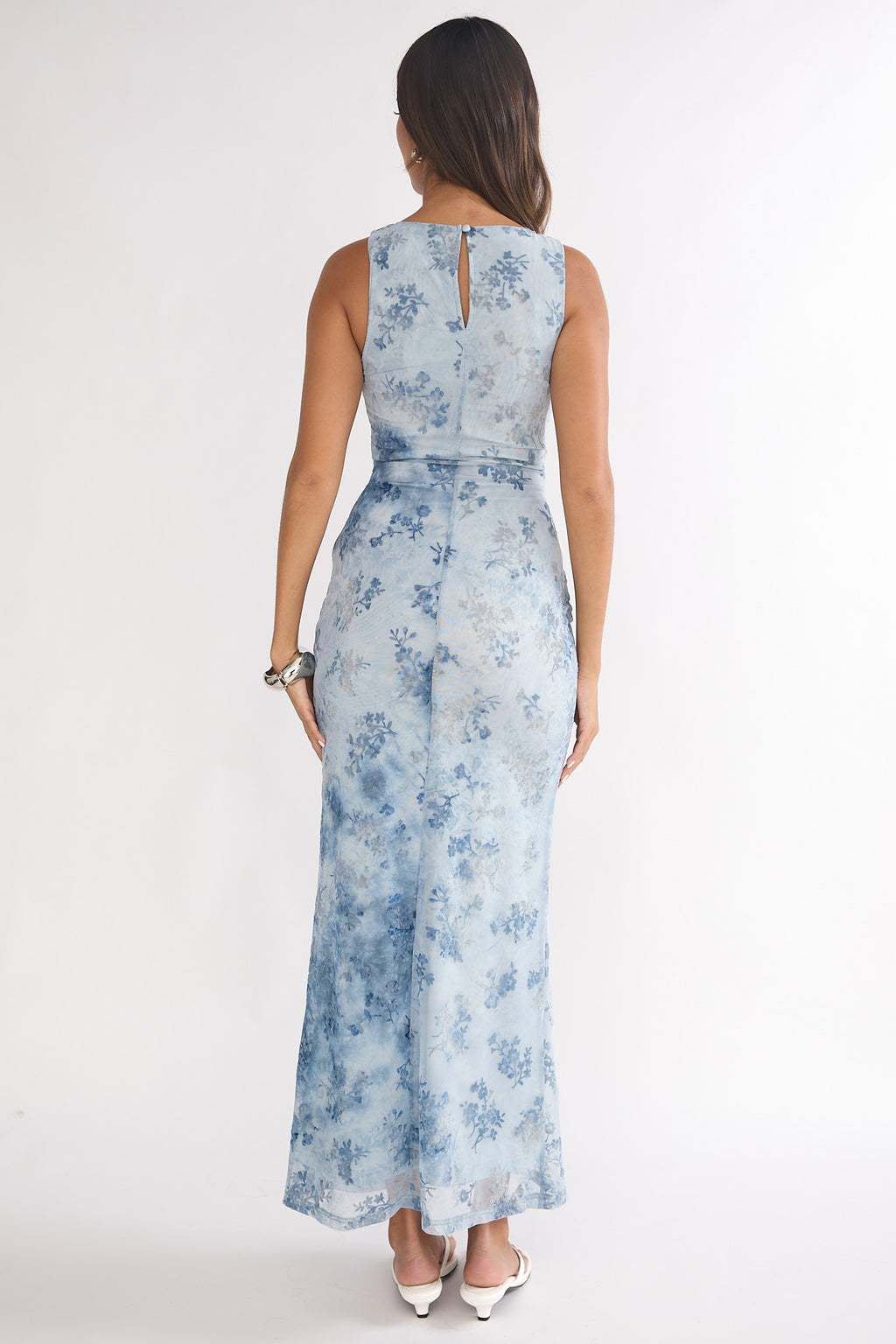 Elowra Mesh Maxi Dress Floral Blue by Selfie Leslie
