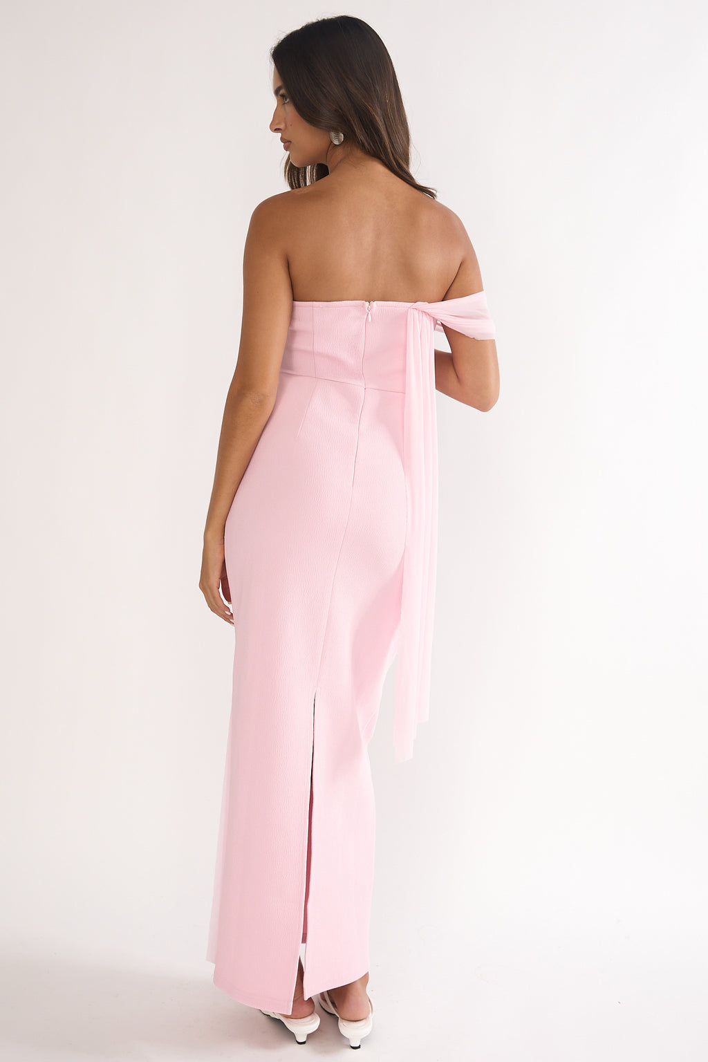 Chiavari Waist Drape Maxi Dress Pink by Selfie Leslie