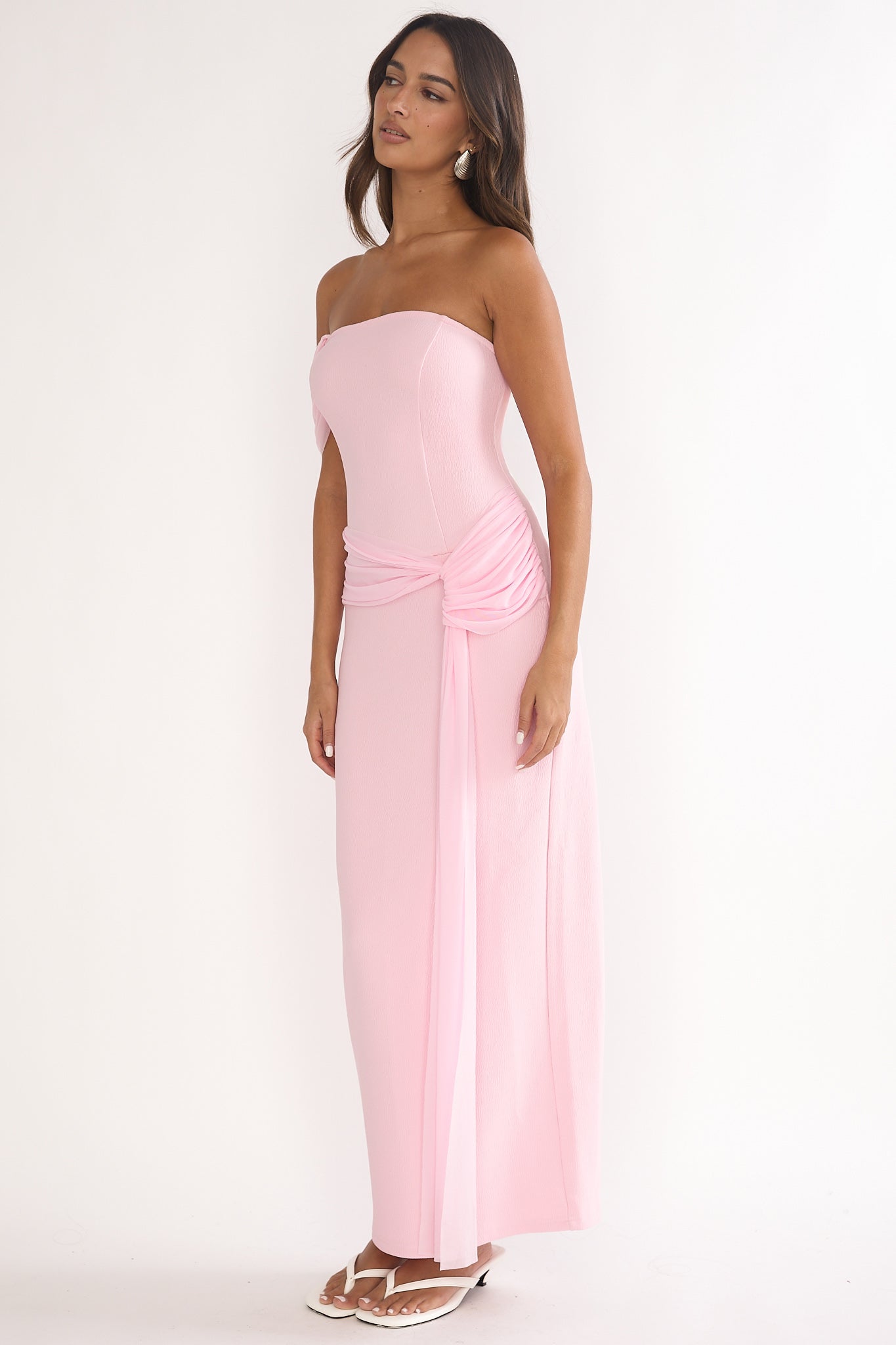Chiavari Waist Drape Maxi Dress Pink - L Chiavari Waist Drape Maxi Dress Pink - L