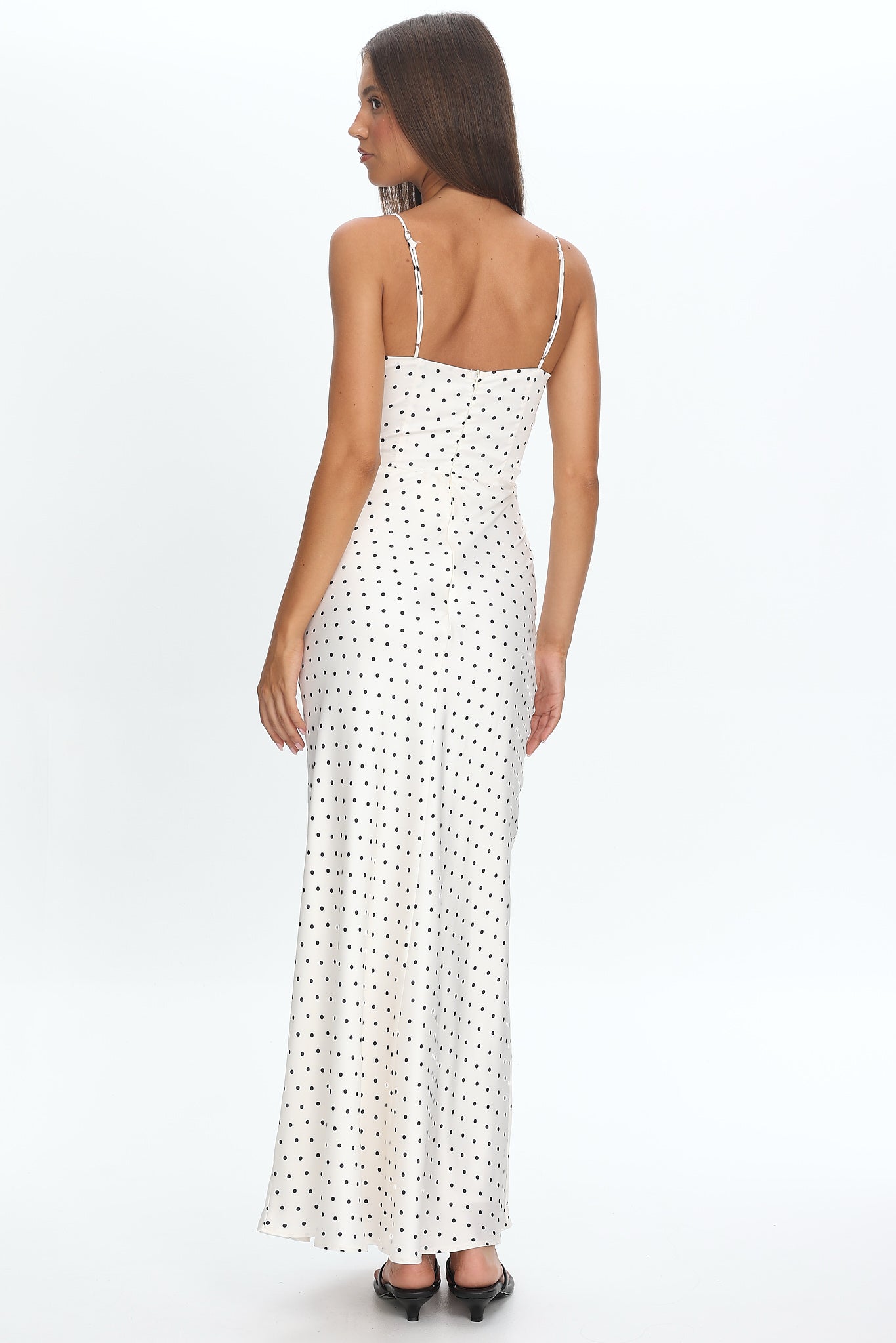 cream polka dot maxi dress Devin Maxi Dress
