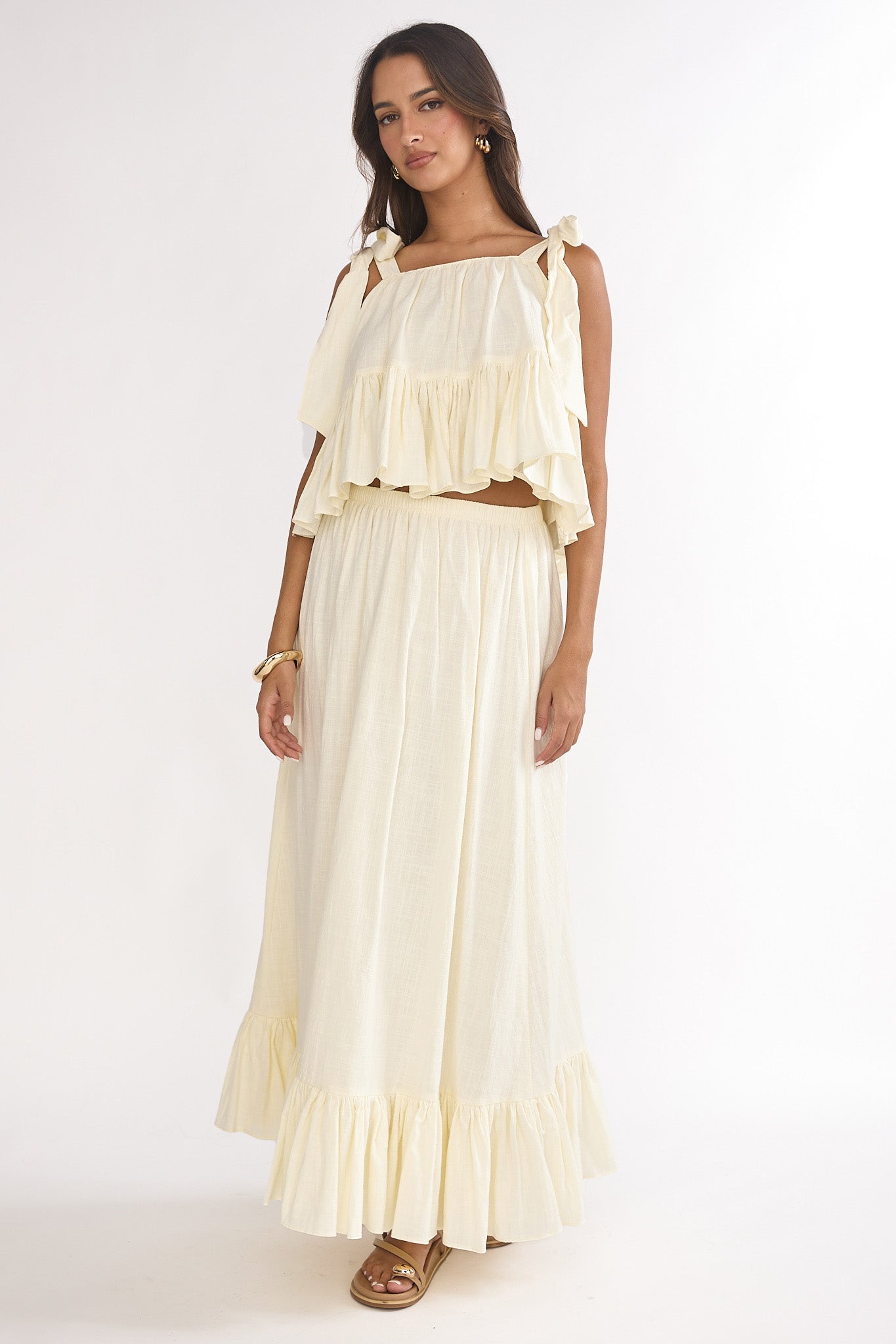 Alera Frill Hem Maxi Skirt Vanilla– Selfie Leslie