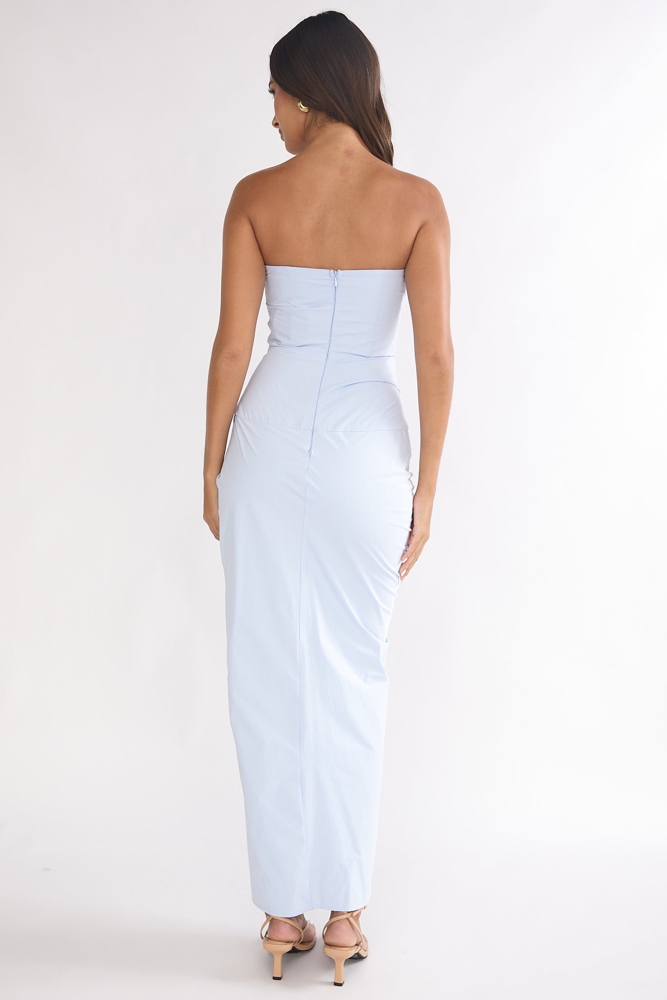 Paradisa Strapless Ruched Maxi Dress Blue by Selfie Leslie