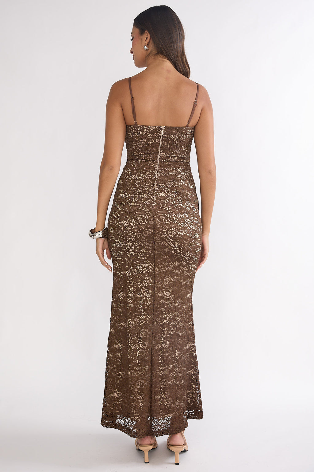 Keep Them Talking Ruched Waist Maxi Dress Chocolate by Selfie Leslie