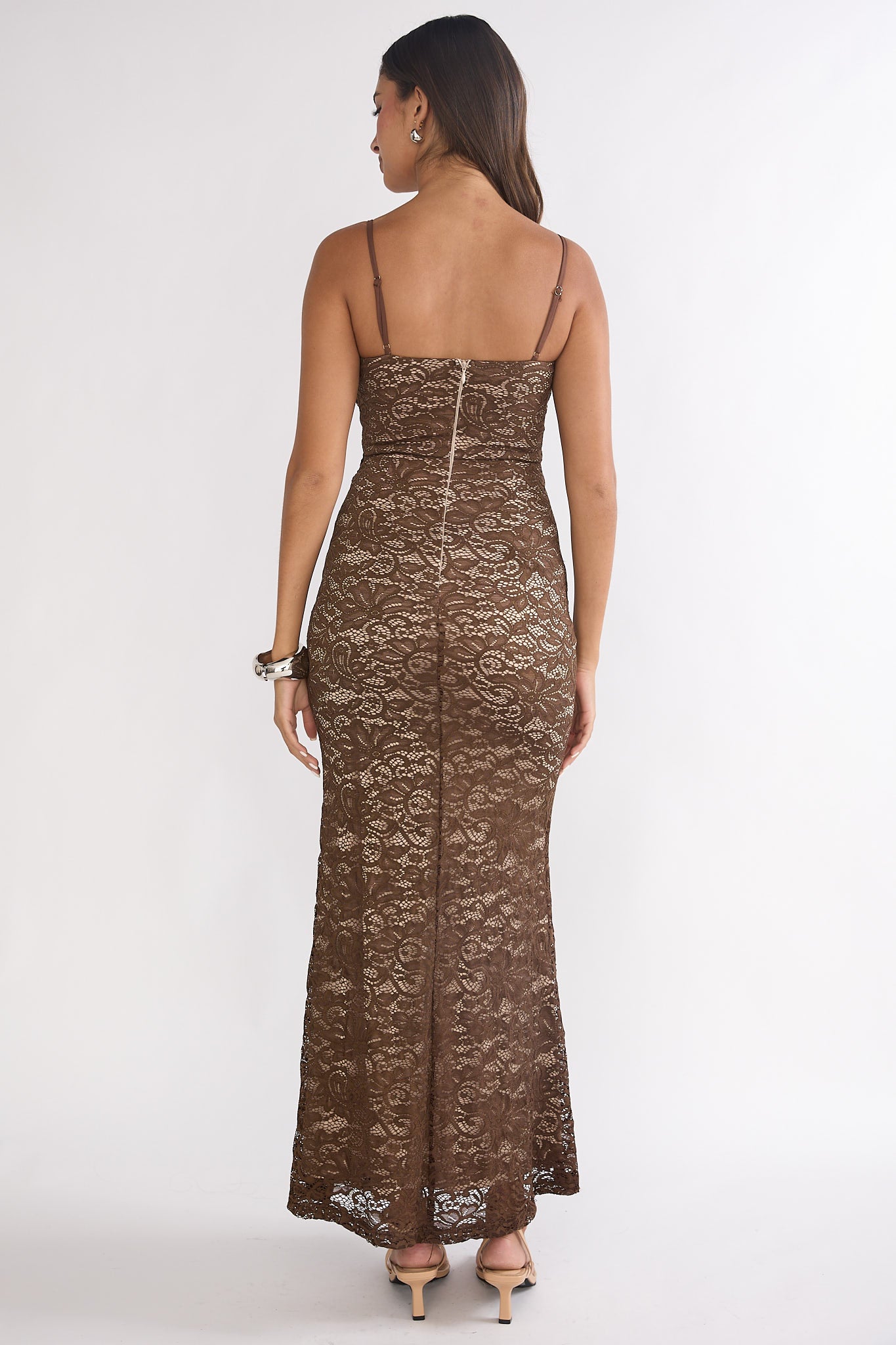 Keep Them Talking Ruched Waist Maxi Dress Chocolate by Selfie Leslie