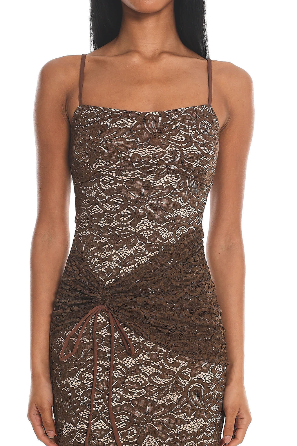 Keep Them Talking Ruched Waist Maxi Dress Chocolate by Selfie Leslie